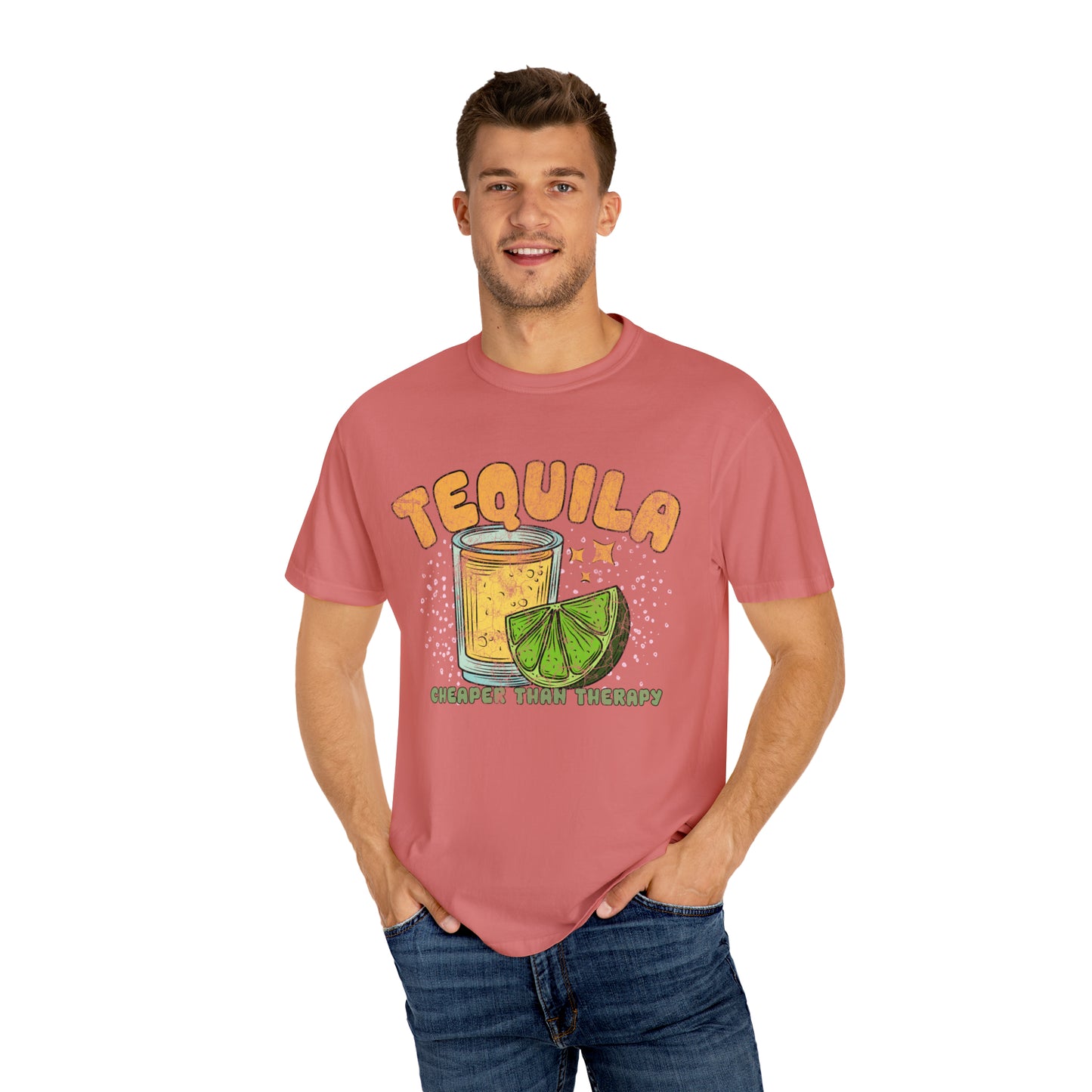 "Tequila, Cheaper Than Therapy" Comfort Colors Oversized T-shirt