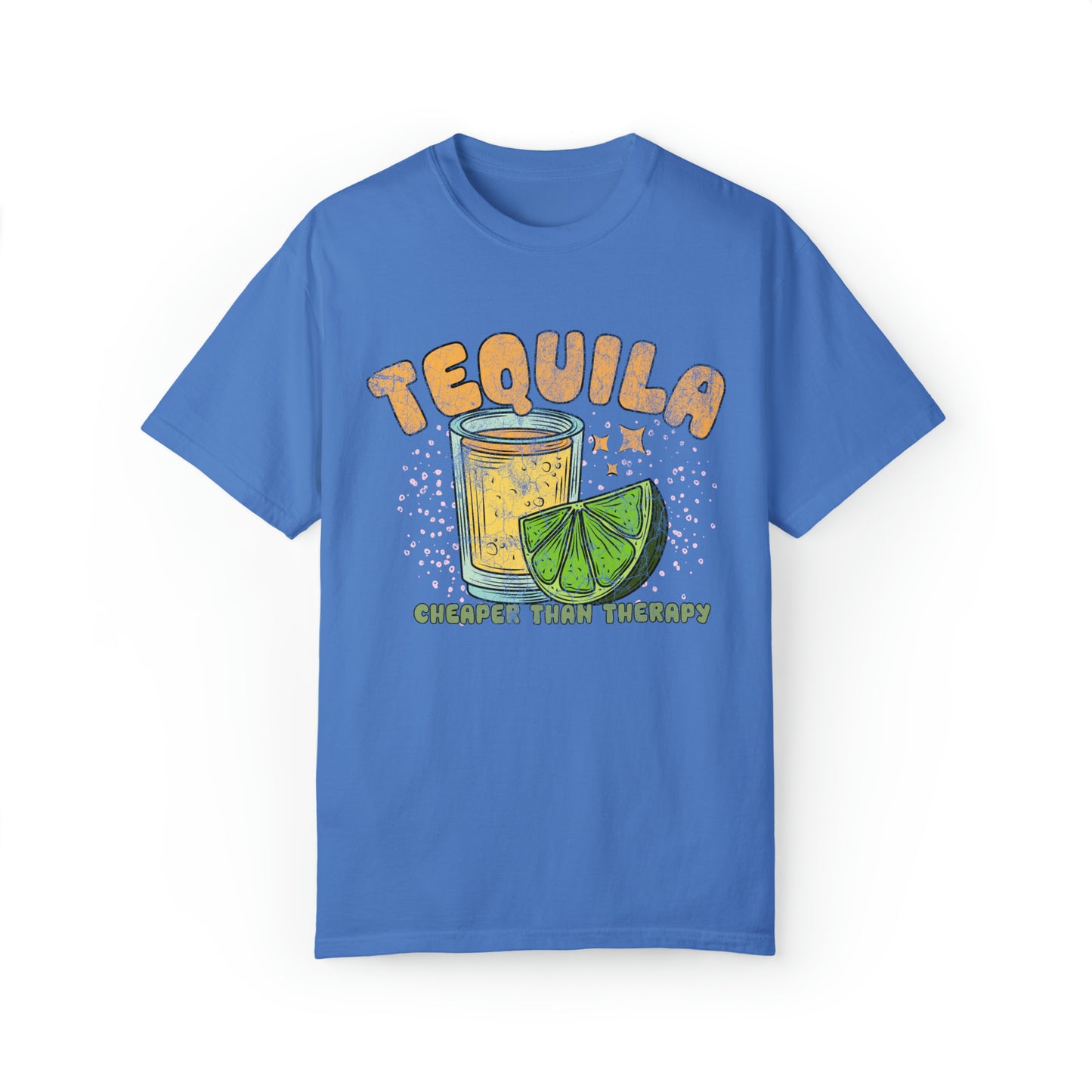 "Tequila, Cheaper Than Therapy" Comfort Colors Oversized T-shirt