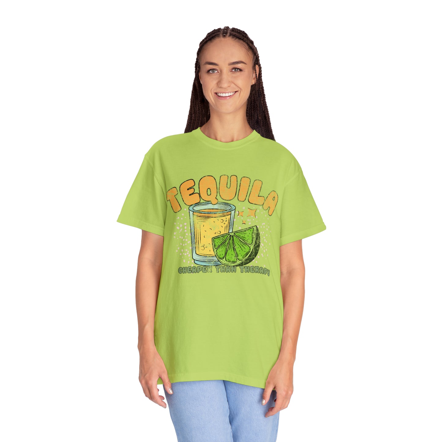 "Tequila, Cheaper Than Therapy" Comfort Colors Oversized T-shirt
