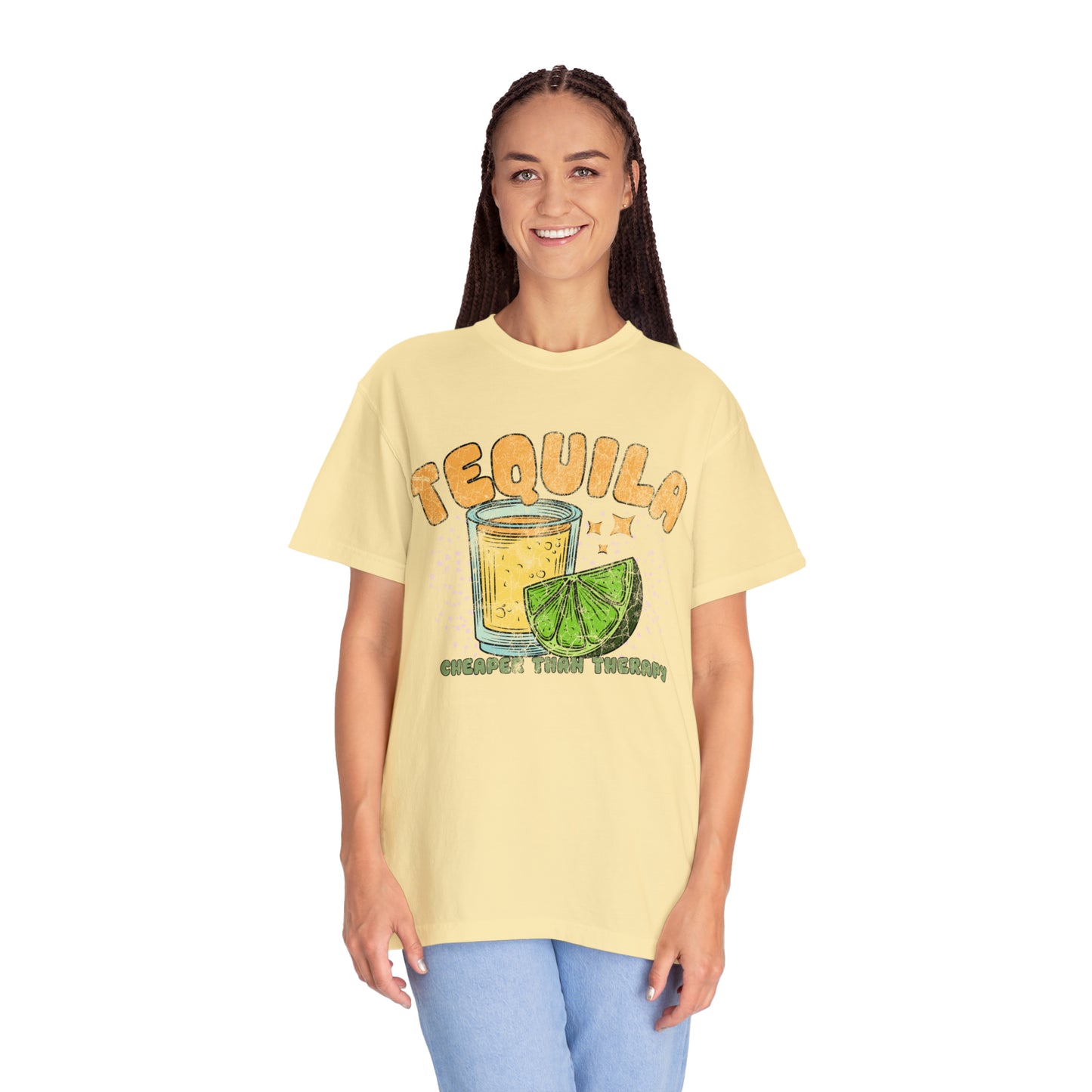 "Tequila, Cheaper Than Therapy" Comfort Colors Oversized T-shirt