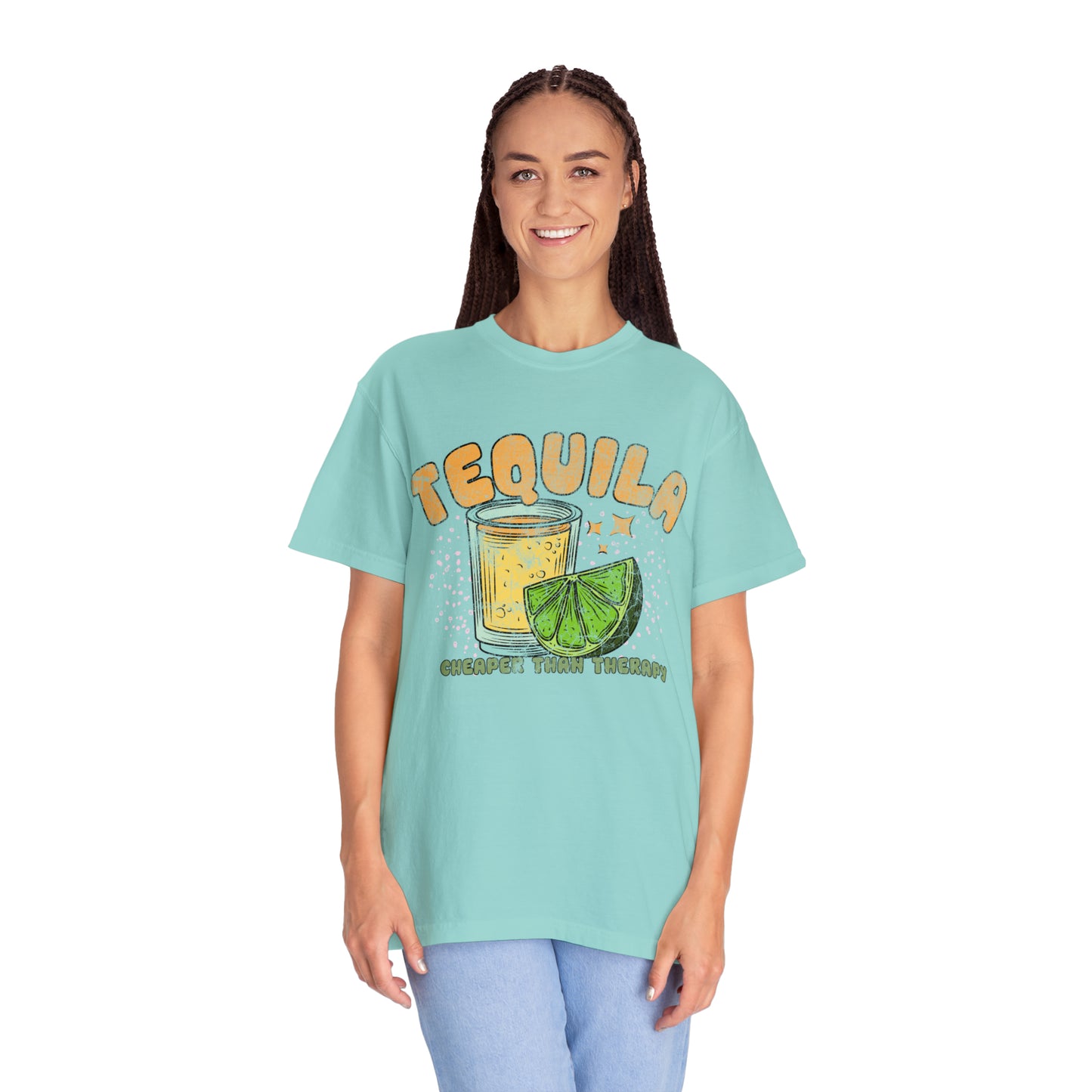 "Tequila, Cheaper Than Therapy" Comfort Colors Oversized T-shirt