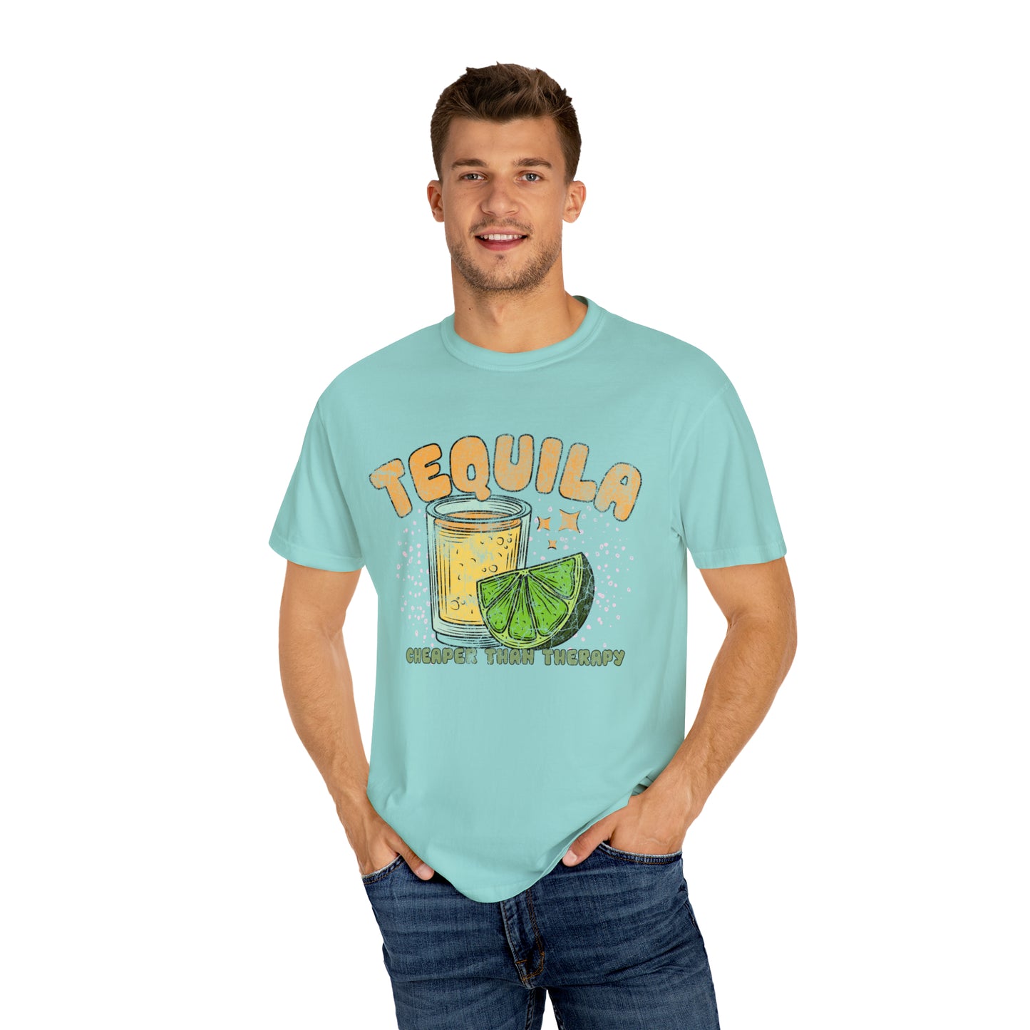 "Tequila, Cheaper Than Therapy" Comfort Colors Oversized T-shirt