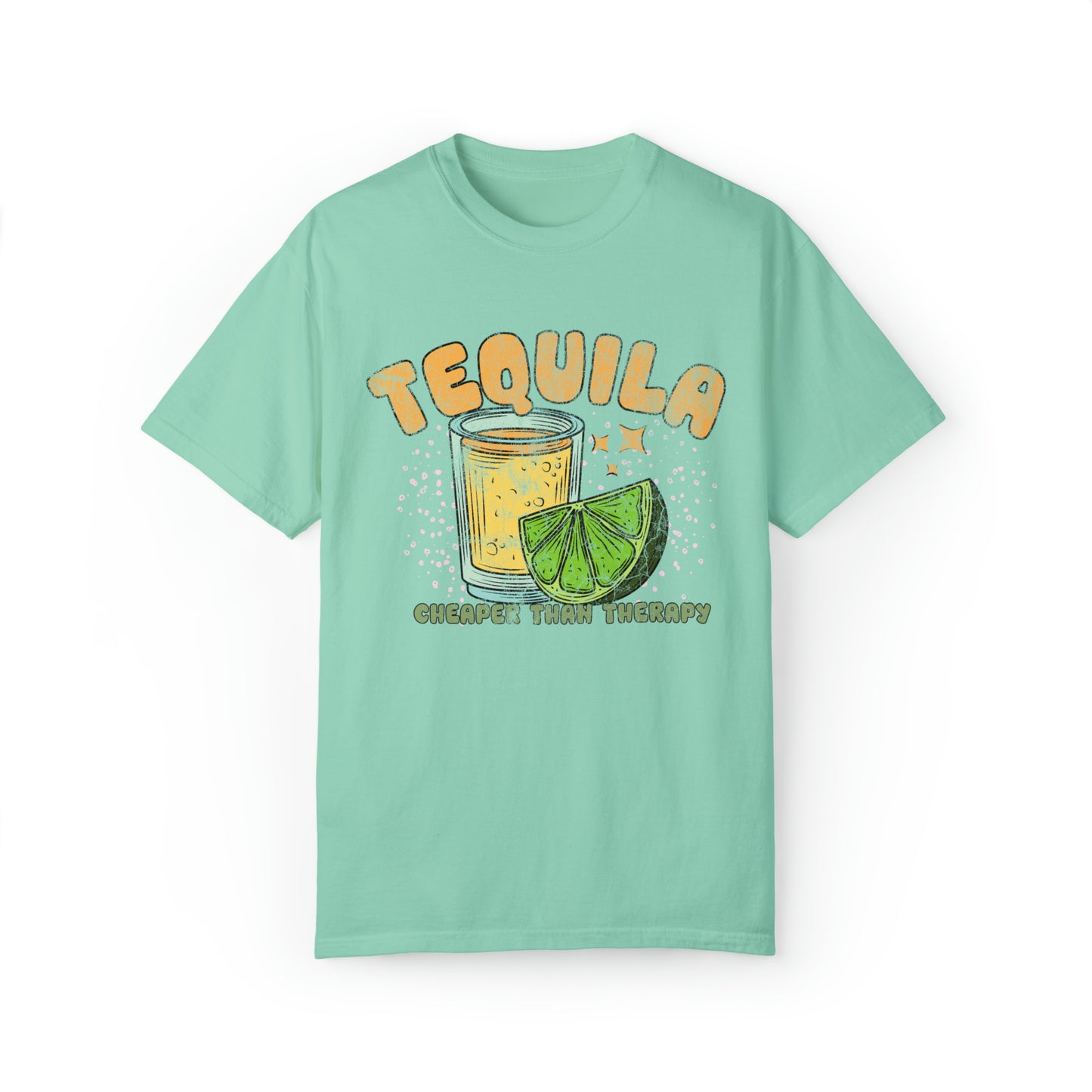 "Tequila, Cheaper Than Therapy" Comfort Colors Oversized T-shirt