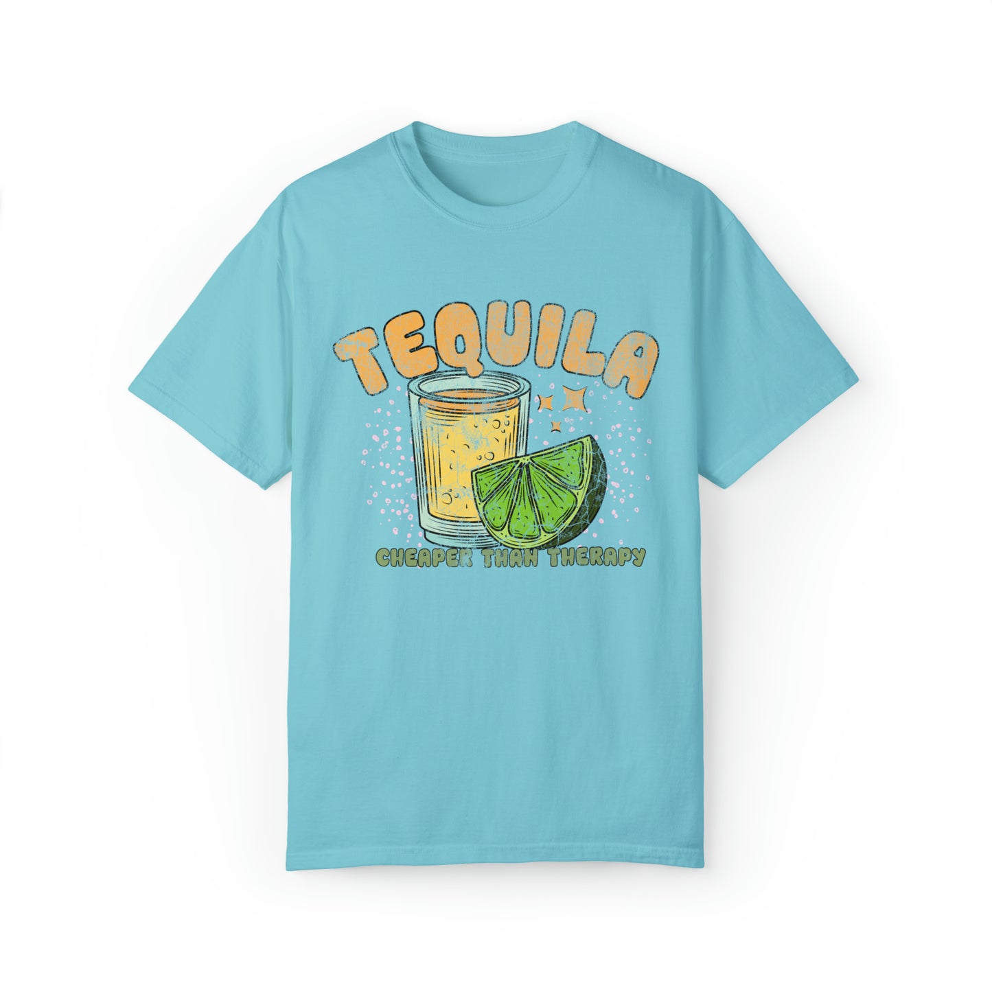 "Tequila, Cheaper Than Therapy" Comfort Colors Oversized T-shirt