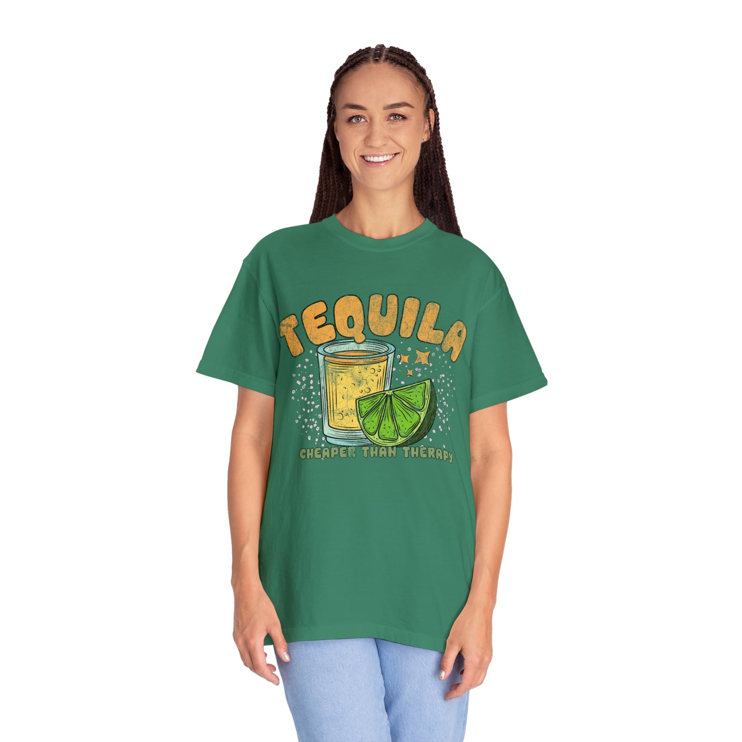 "Tequila, Cheaper Than Therapy" Comfort Colors Oversized T-shirt