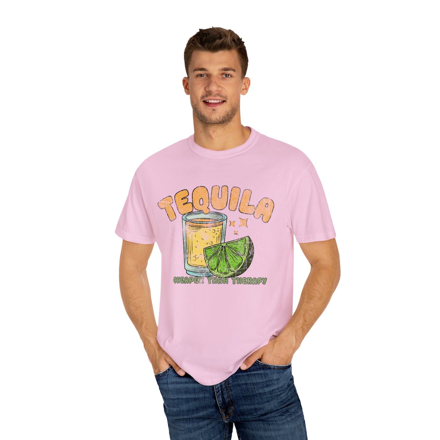 "Tequila, Cheaper Than Therapy" Comfort Colors Oversized T-shirt