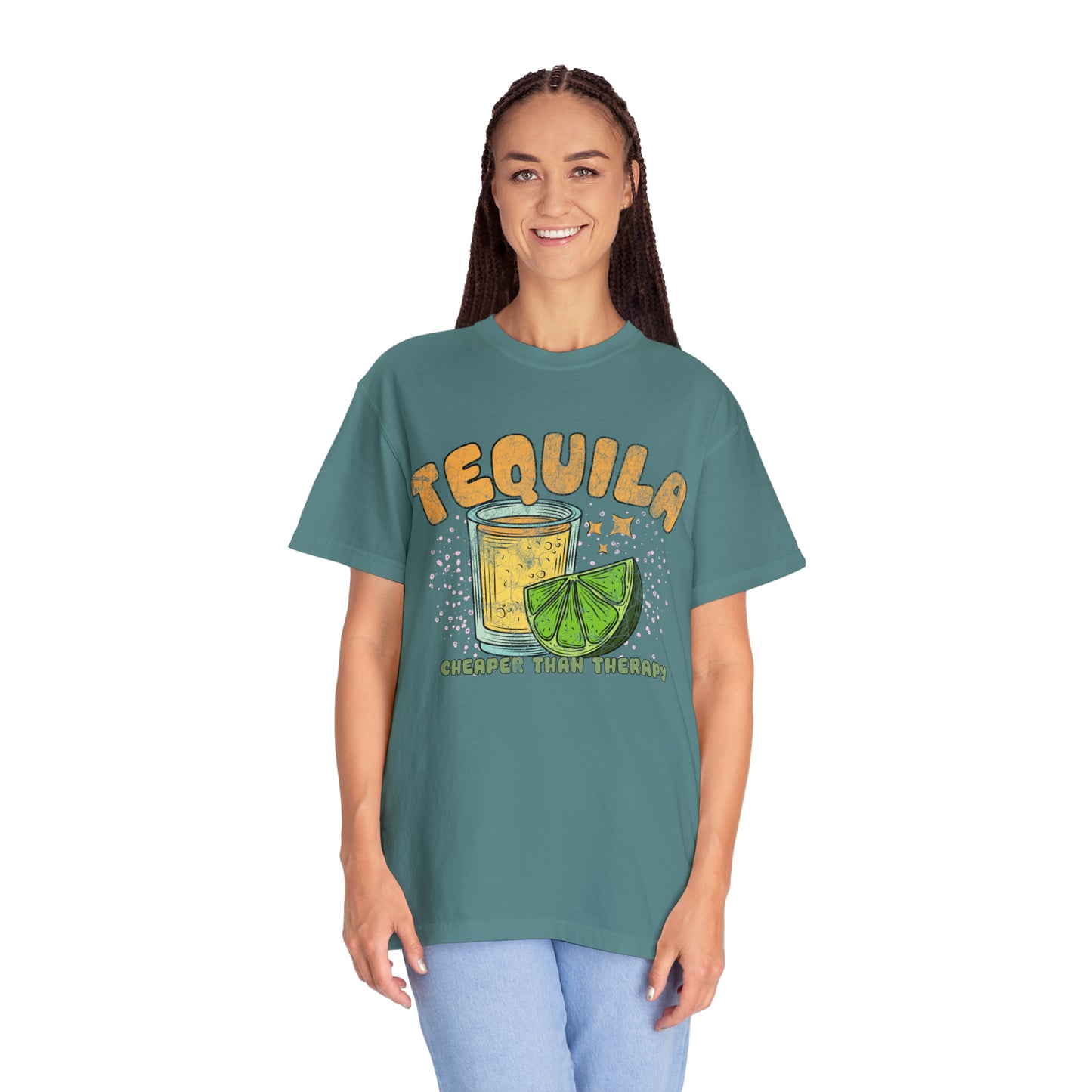 "Tequila, Cheaper Than Therapy" Comfort Colors Oversized T-shirt