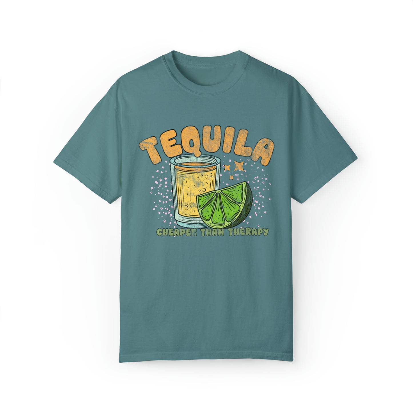 "Tequila, Cheaper Than Therapy" Comfort Colors Oversized T-shirt