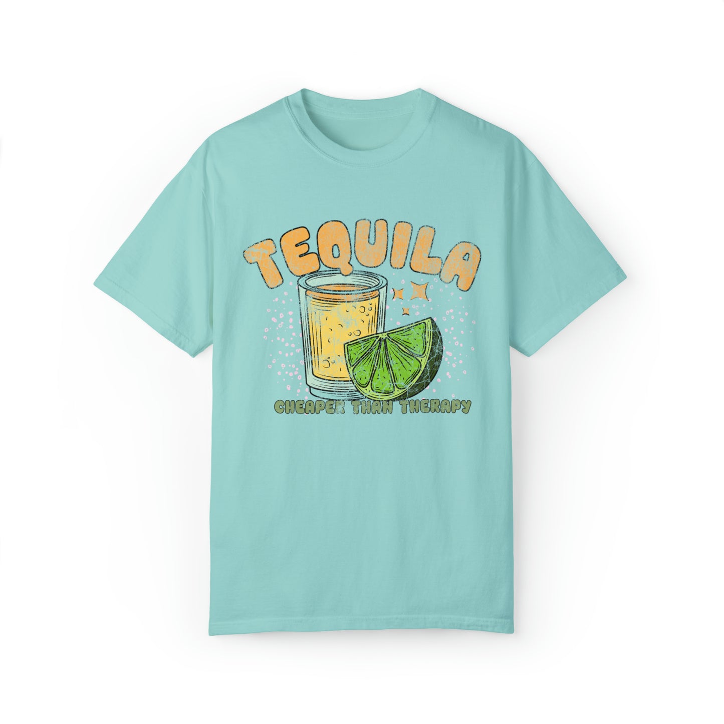 "Tequila, Cheaper Than Therapy" Comfort Colors Oversized T-shirt