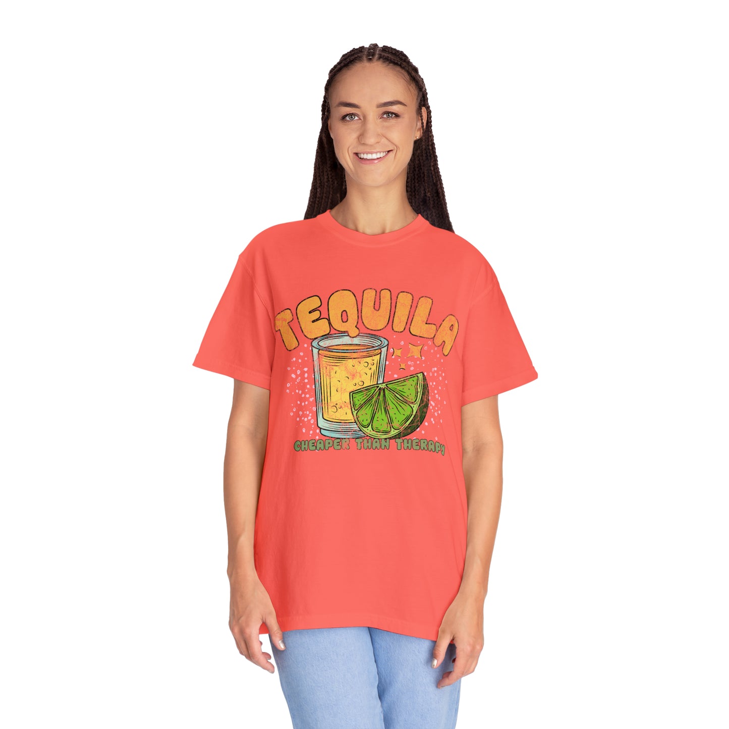 "Tequila, Cheaper Than Therapy" Comfort Colors Oversized T-shirt