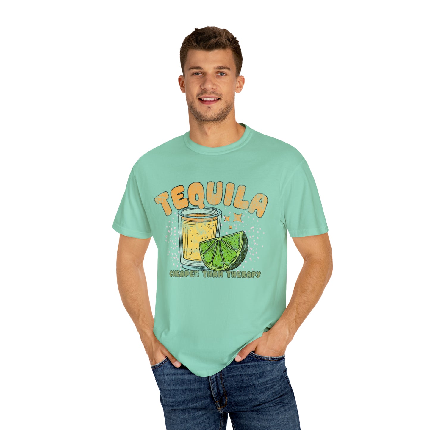 "Tequila, Cheaper Than Therapy" Comfort Colors Oversized T-shirt