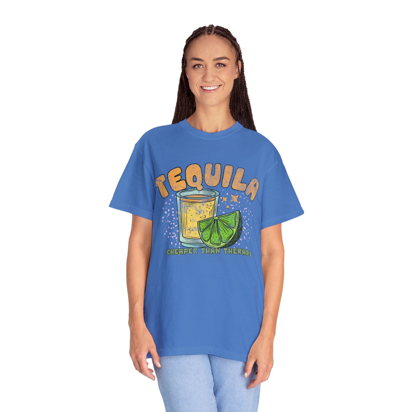 "Tequila, Cheaper Than Therapy" Comfort Colors Oversized T-shirt