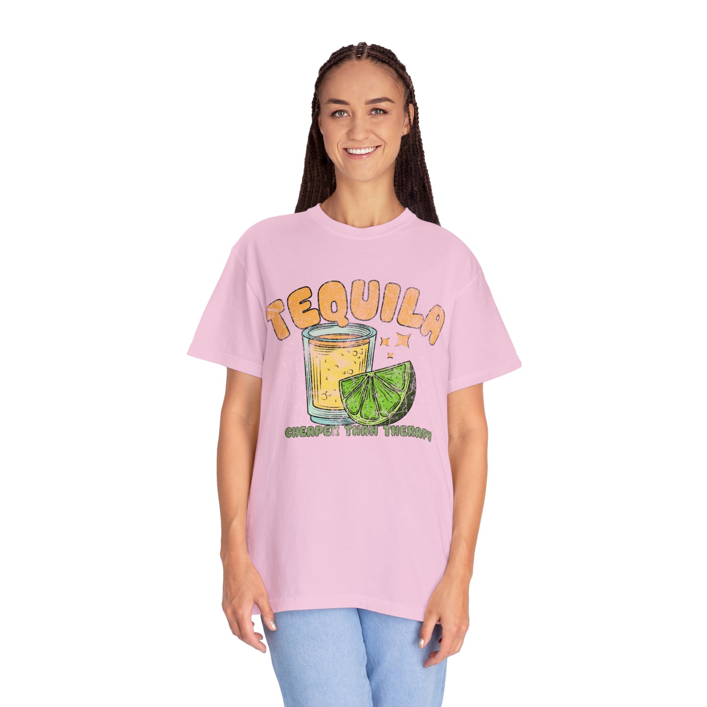 "Tequila, Cheaper Than Therapy" Comfort Colors Oversized T-shirt