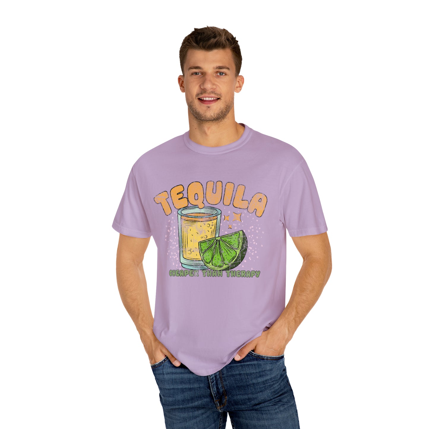 "Tequila, Cheaper Than Therapy" Comfort Colors Oversized T-shirt