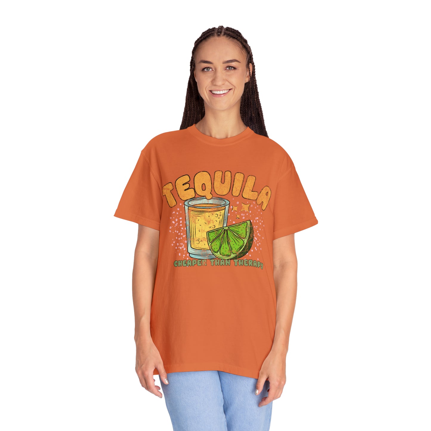 "Tequila, Cheaper Than Therapy" Comfort Colors Oversized T-shirt