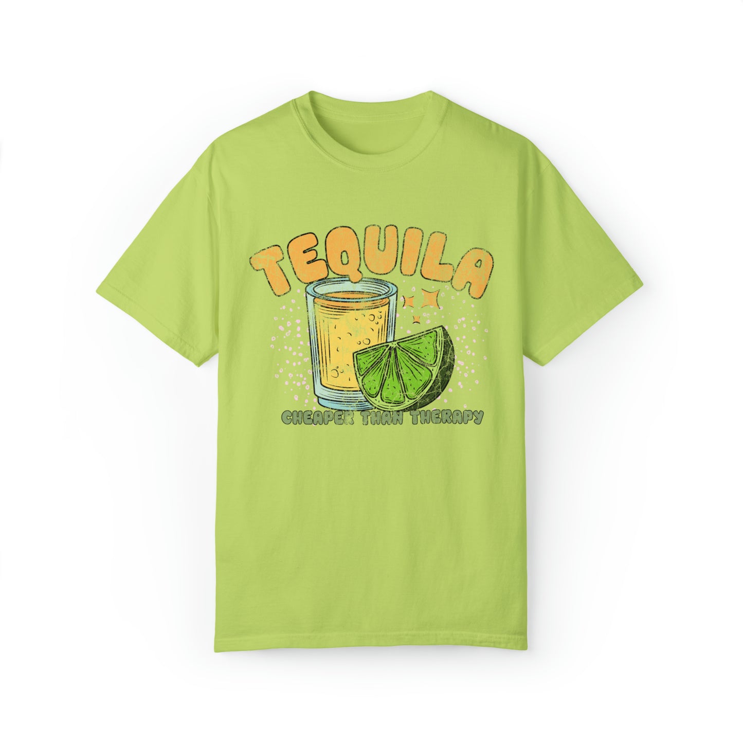 "Tequila, Cheaper Than Therapy" Comfort Colors Oversized T-shirt