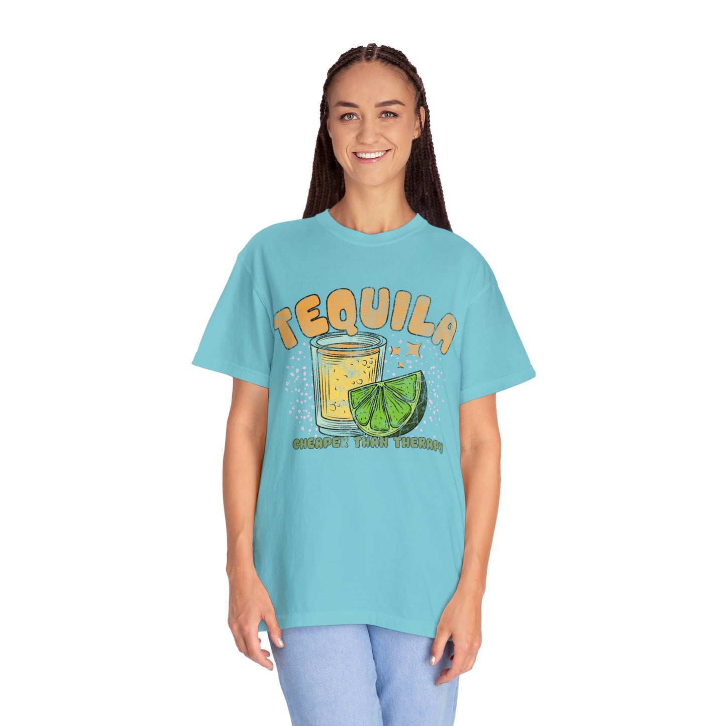 "Tequila, Cheaper Than Therapy" Comfort Colors Oversized T-shirt