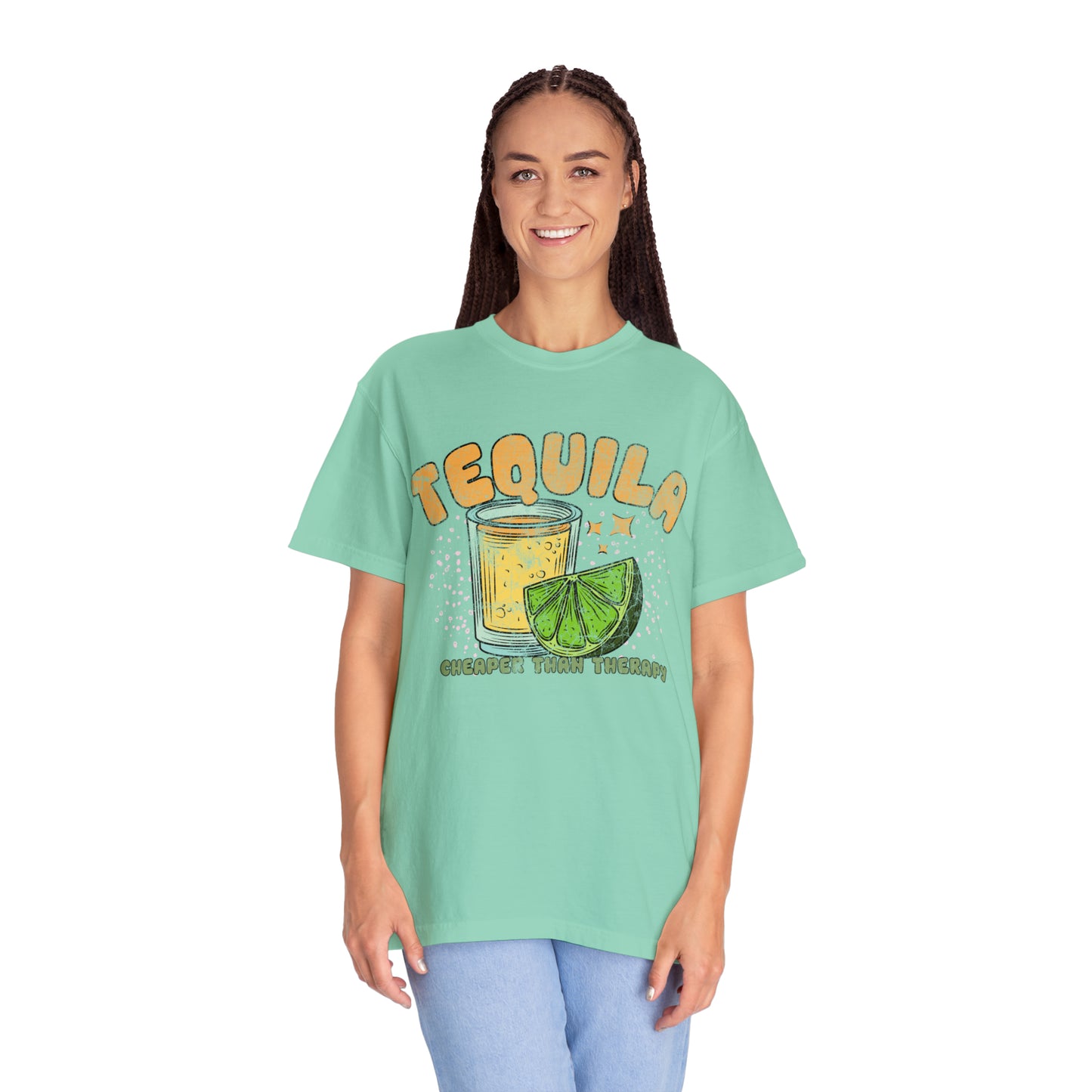 "Tequila, Cheaper Than Therapy" Comfort Colors Oversized T-shirt