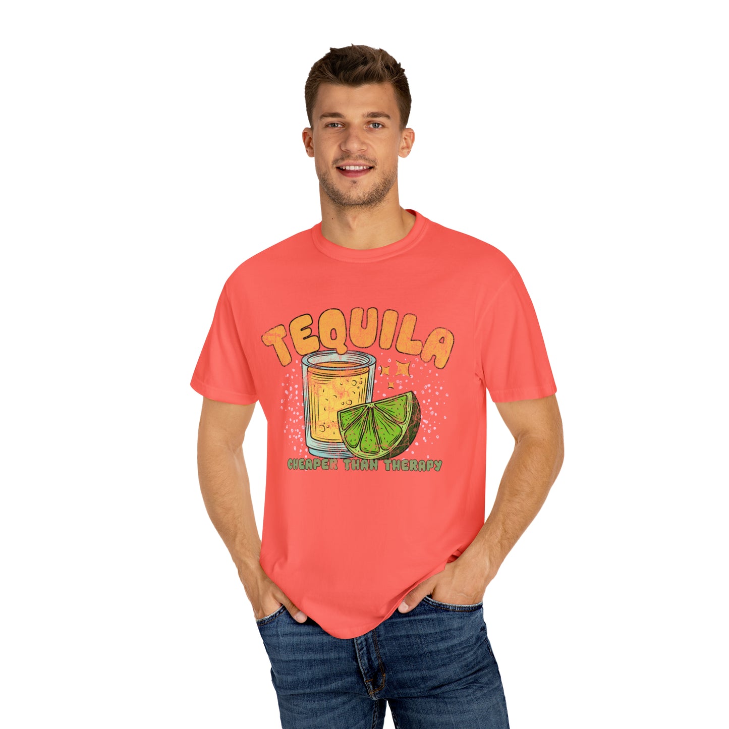 "Tequila, Cheaper Than Therapy" Comfort Colors Oversized T-shirt