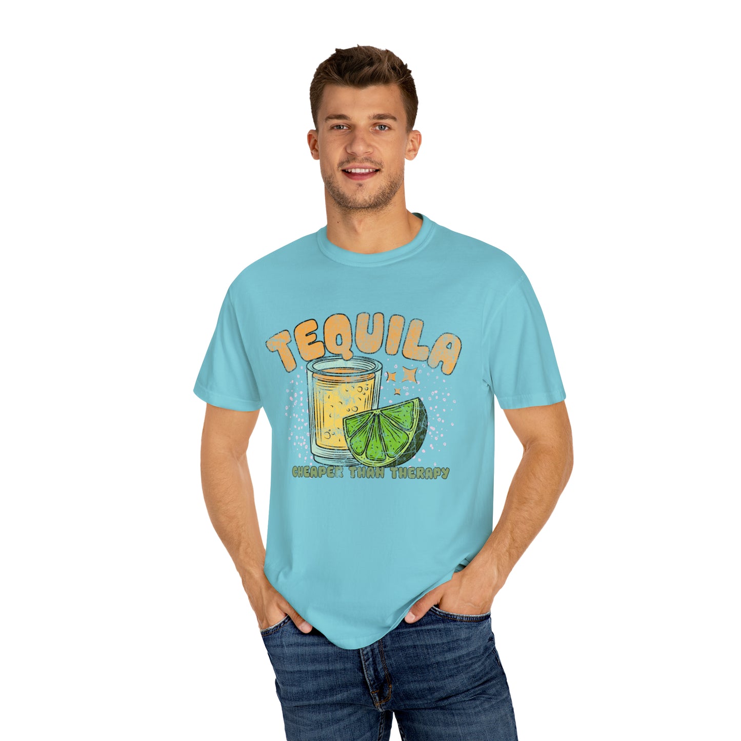 "Tequila, Cheaper Than Therapy" Comfort Colors Oversized T-shirt