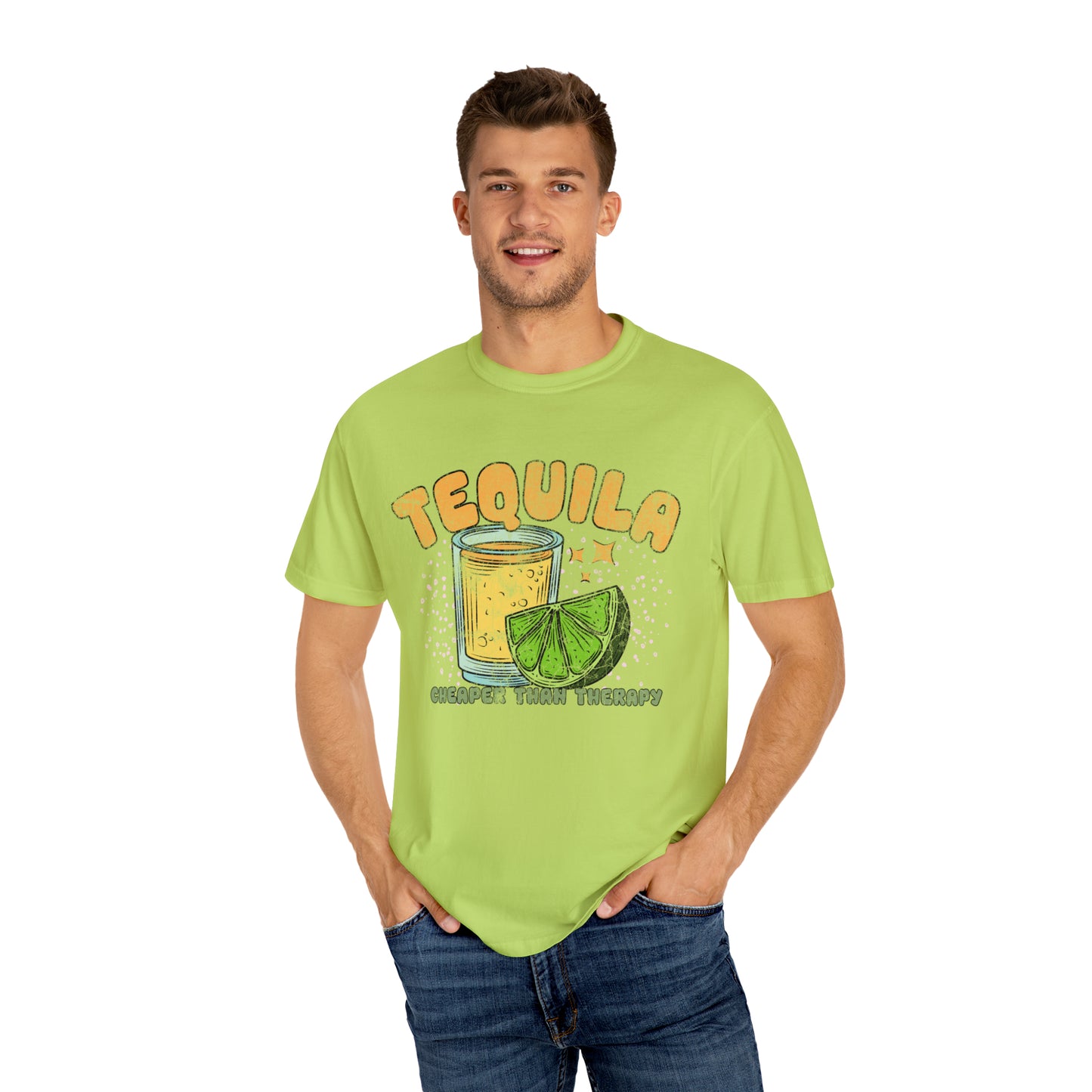 "Tequila, Cheaper Than Therapy" Comfort Colors Oversized T-shirt