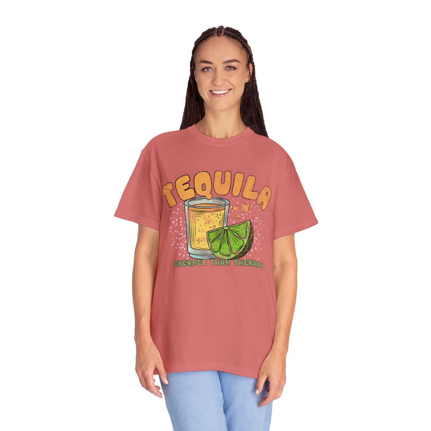 "Tequila, Cheaper Than Therapy" Comfort Colors Oversized T-shirt