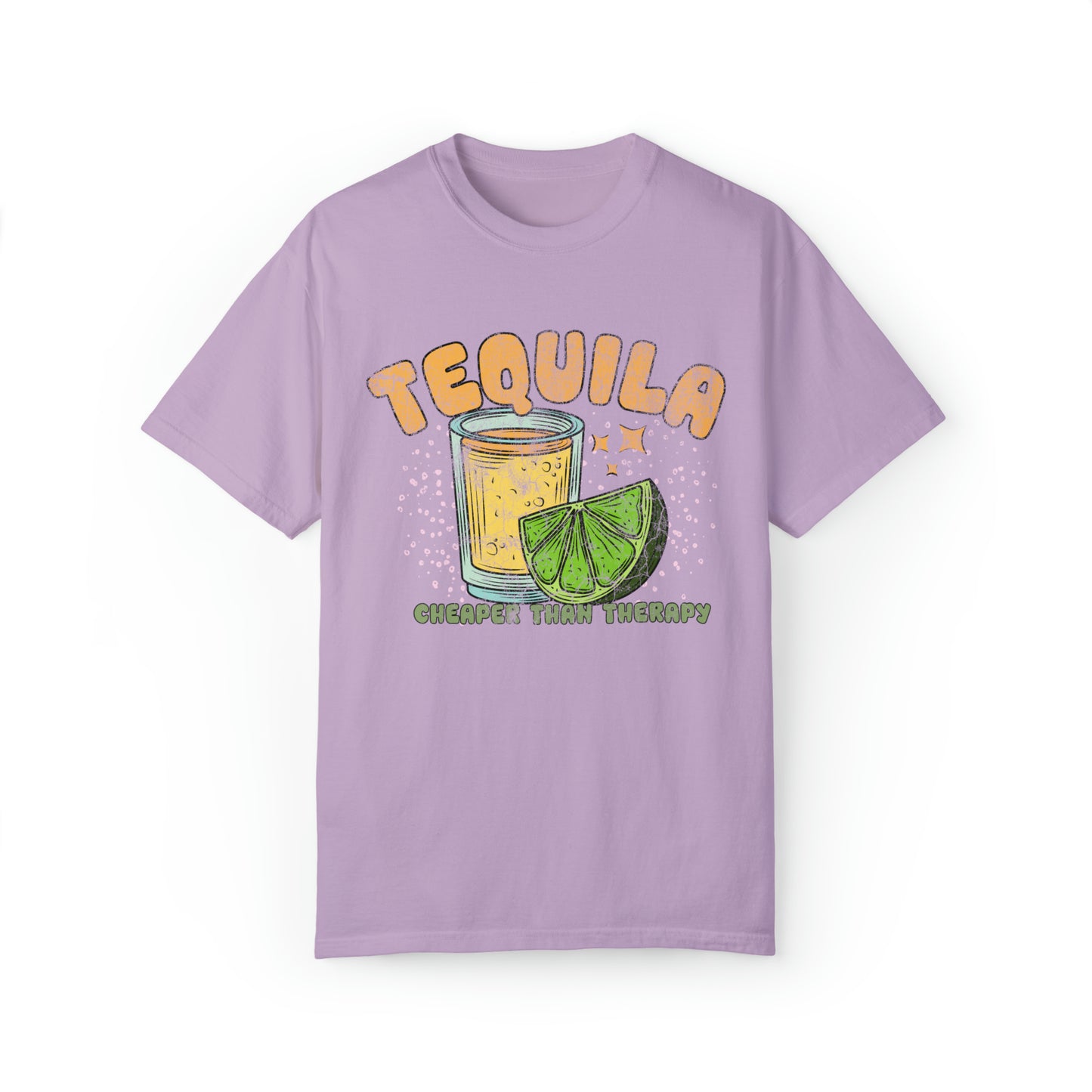 "Tequila, Cheaper Than Therapy" Comfort Colors Oversized T-shirt