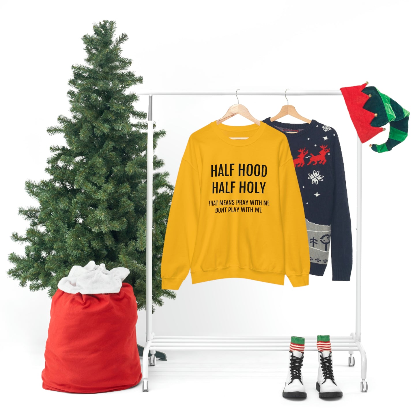 “Half Hood Half Holy” Unisex Heavy Blend™ Crewneck Sweatshirt