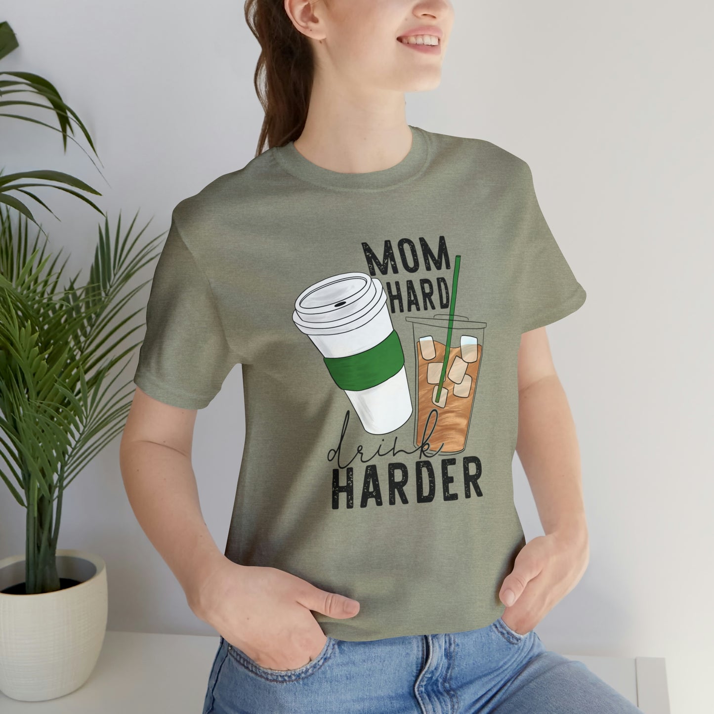 "Mom Hard, Drink Harder" Bella Canvas Short Sleeve Tee