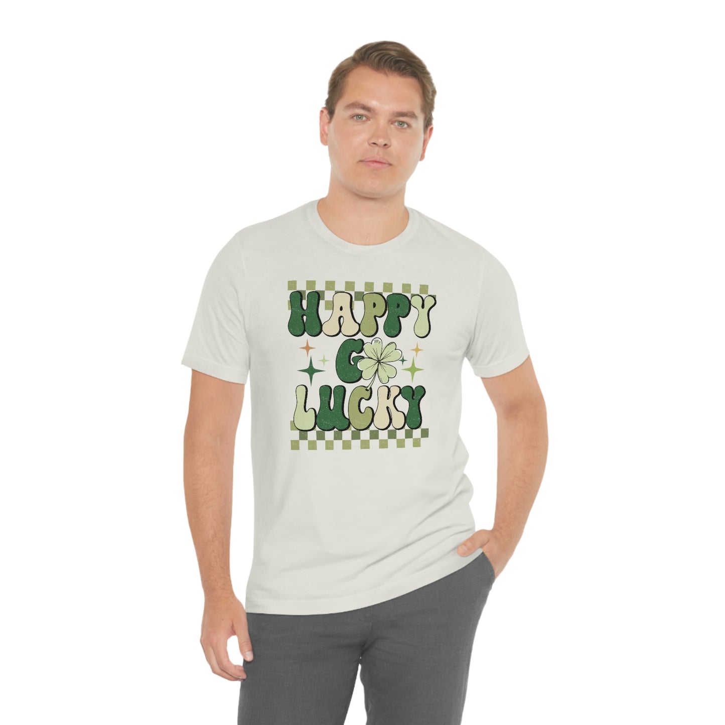 "Happy Go Lucky" Unisex Jersey Short Sleeve Tee (Bella Cavas 3001)