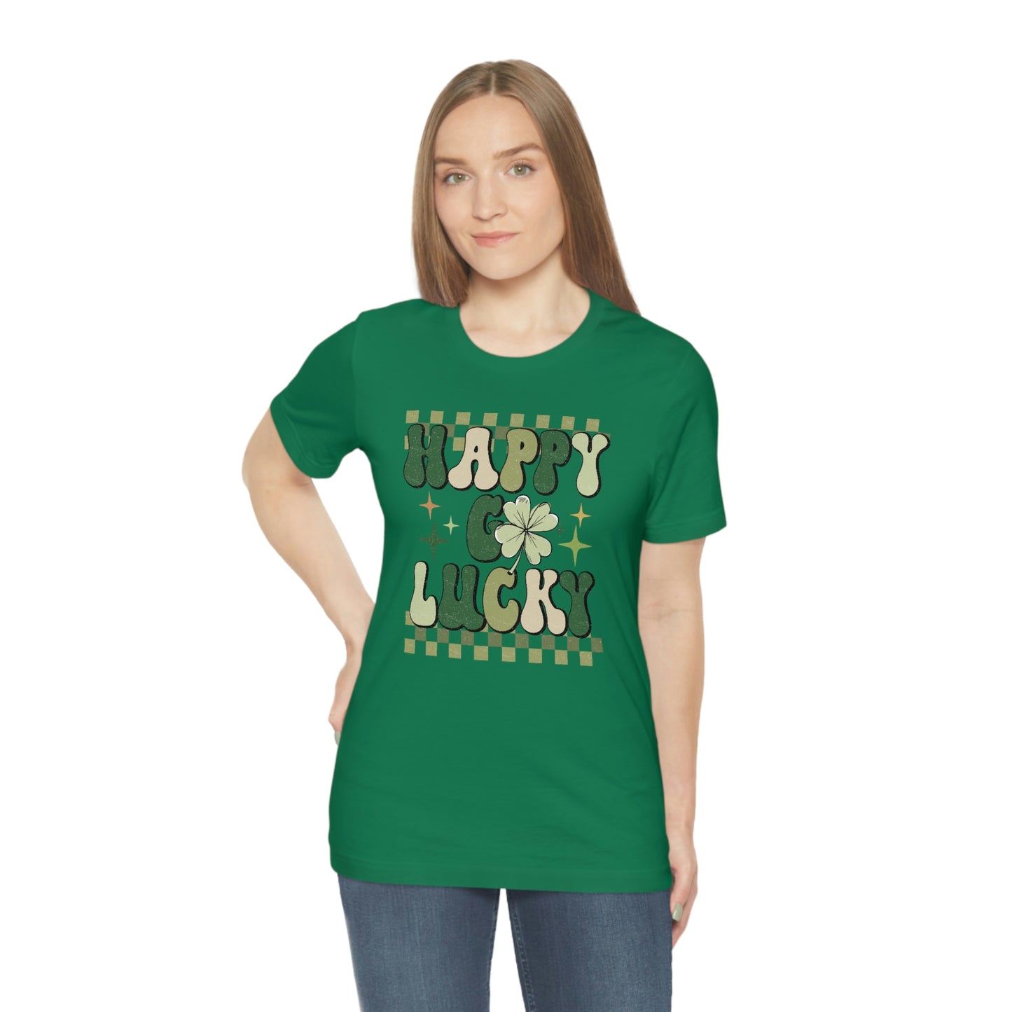 "Happy Go Lucky" Unisex Jersey Short Sleeve Tee (Bella Cavas 3001)