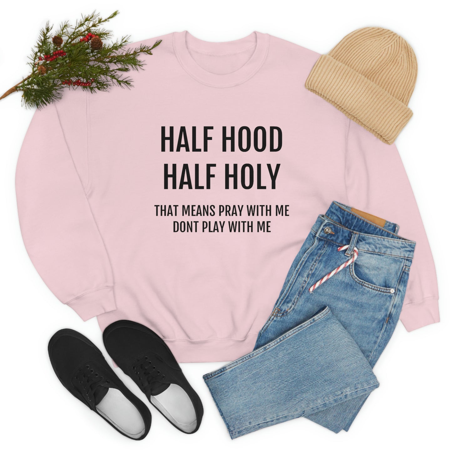 “Half Hood Half Holy” Unisex Heavy Blend™ Crewneck Sweatshirt