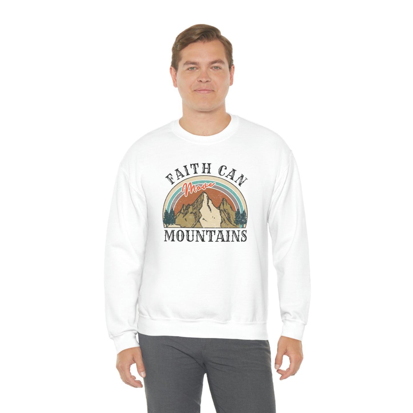 "Faith Can Move Mountains" Unisex Heavy Blend™ Crewneck Sweatshirt