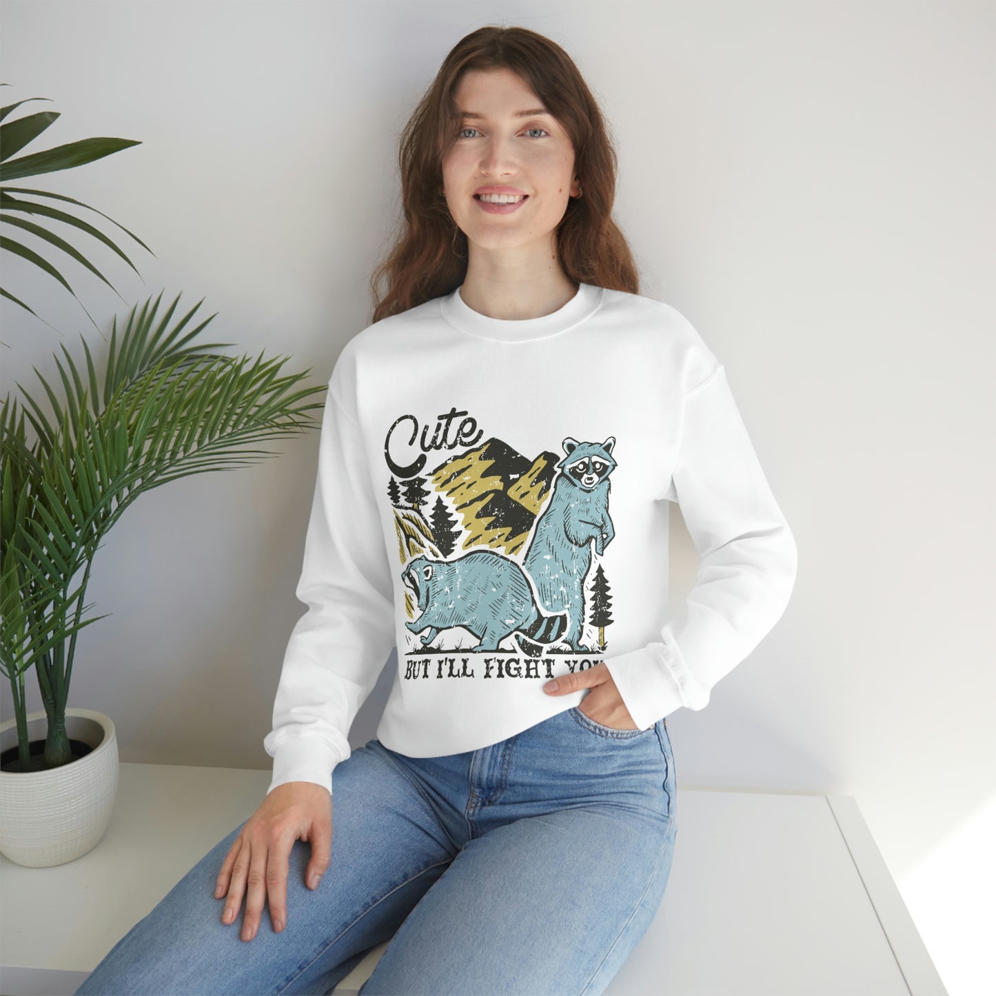 "Cute, but I'll fight you" Unisex Heavy Blend™ Crewneck Sweatshirt