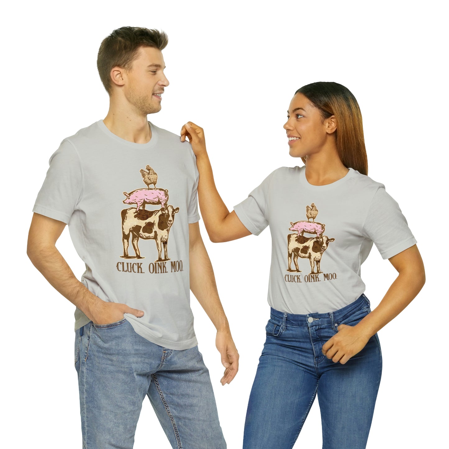 "Cluck, Oink, Moo" Bella Canvas Short Sleeve Tee