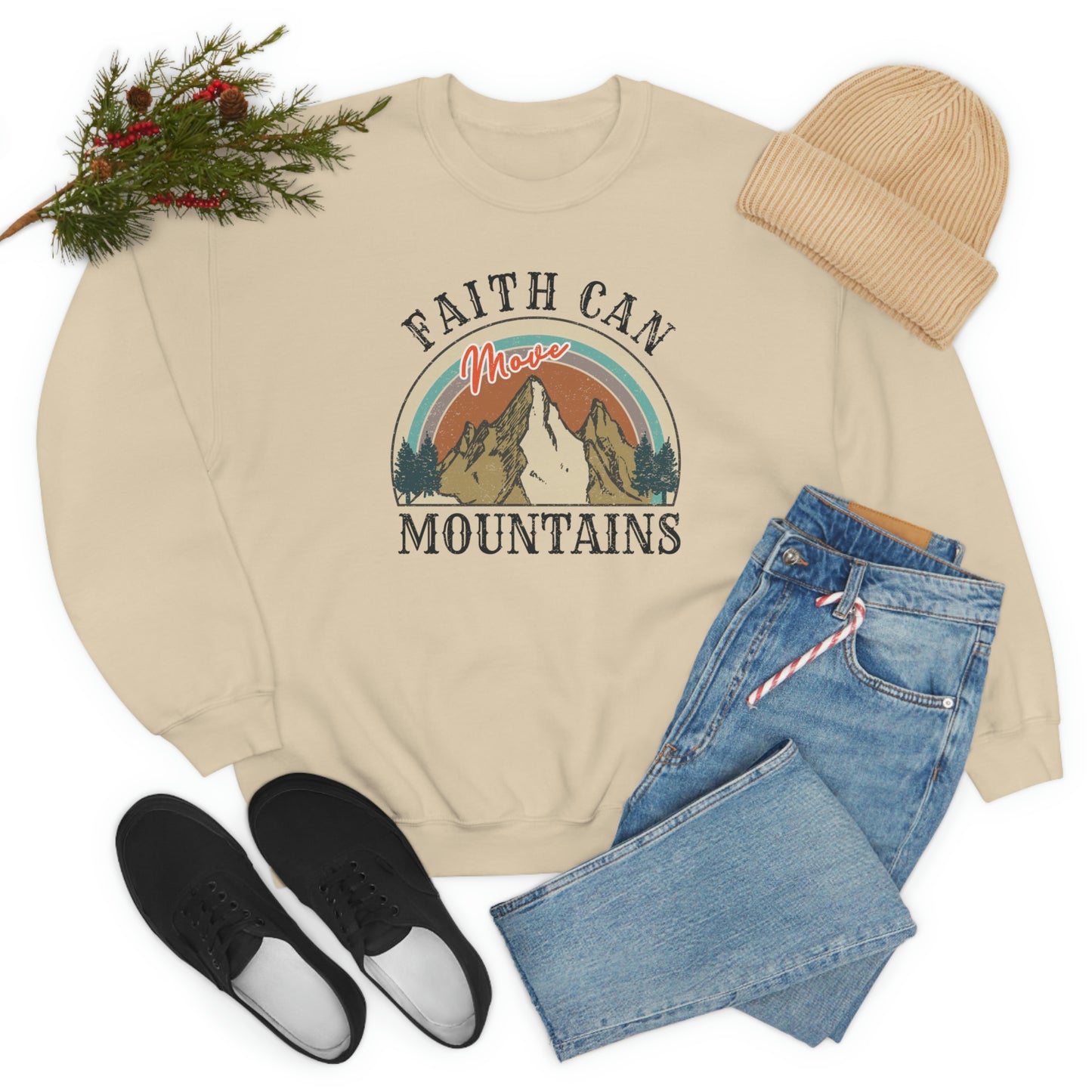 "Faith Can Move Mountains" Unisex Heavy Blend™ Crewneck Sweatshirt