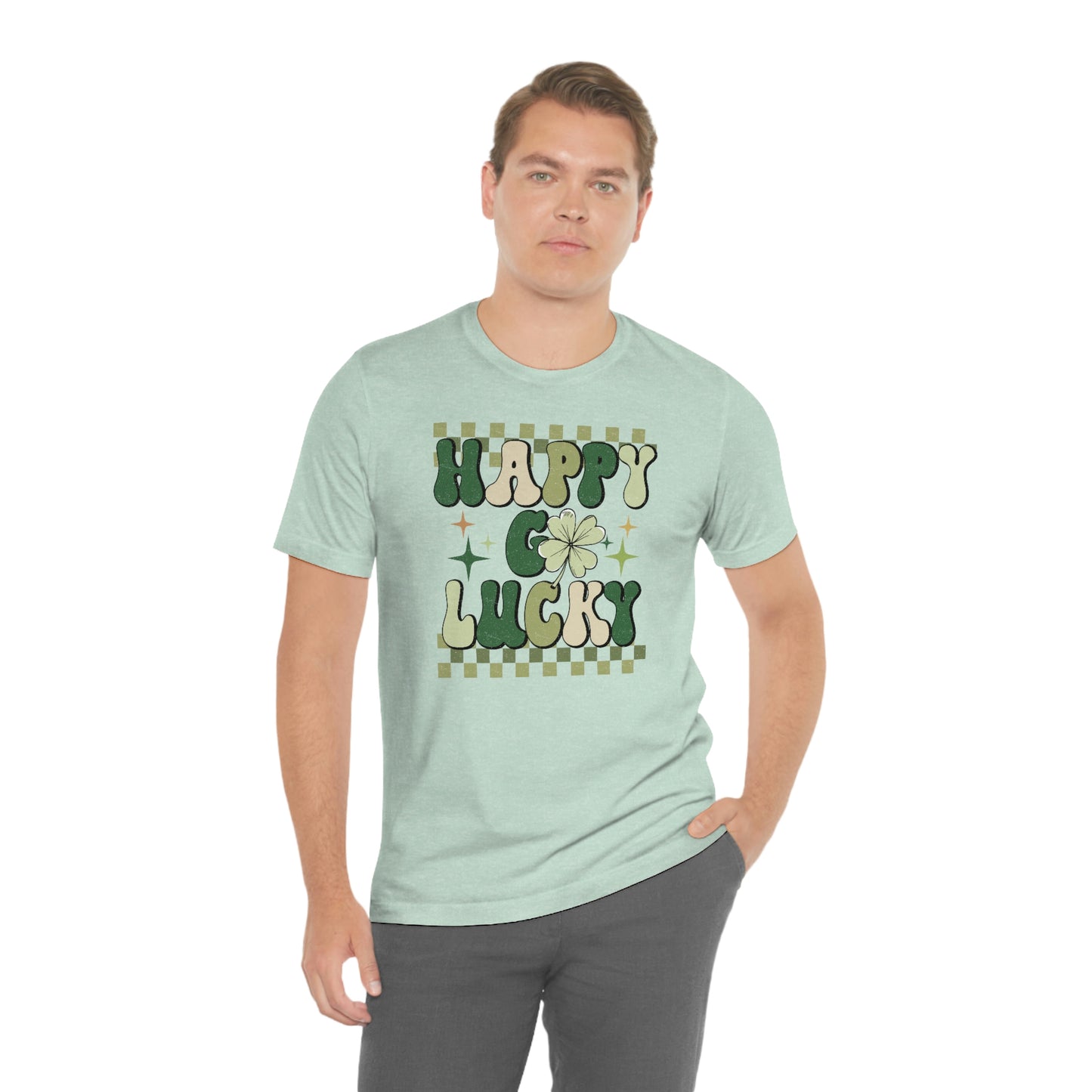 "Happy Go Lucky" Unisex Jersey Short Sleeve Tee (Bella Cavas 3001)