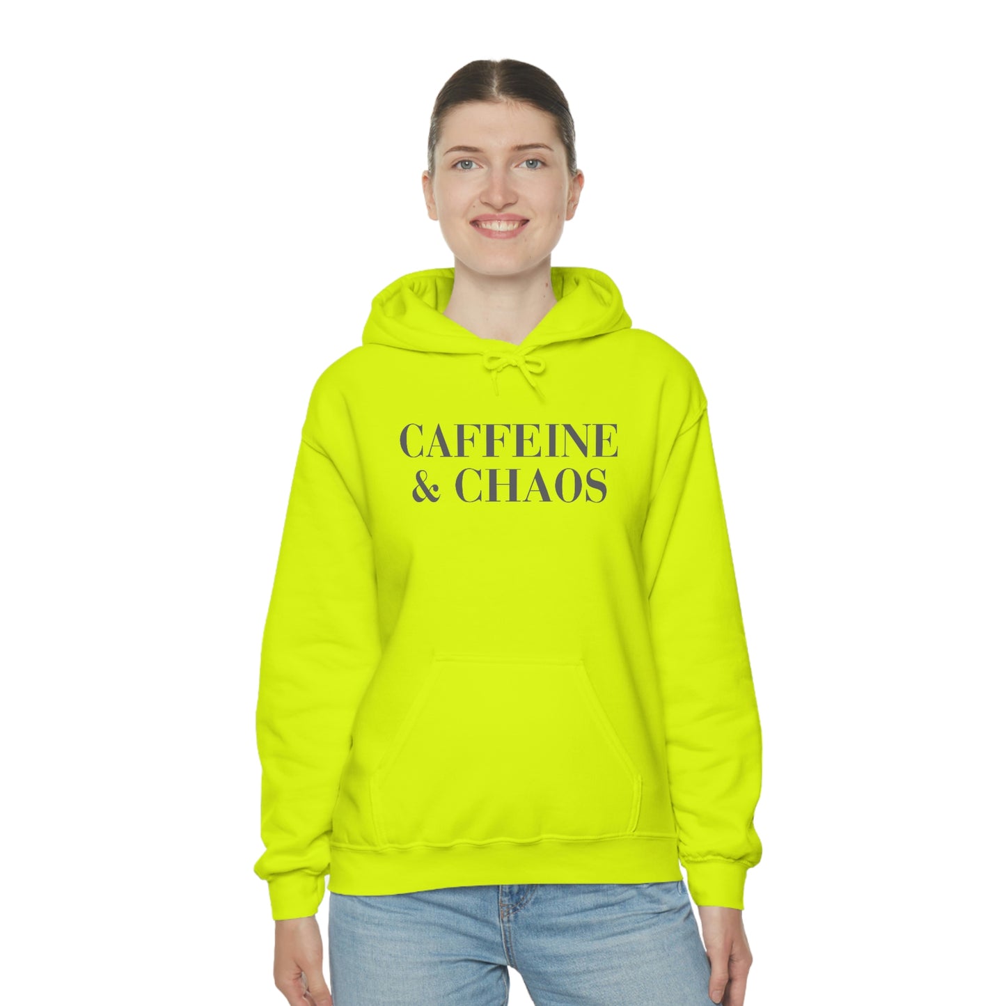 "Caffeine and Chaos" Unisex Heavy Blend™ Hooded Sweatshirt