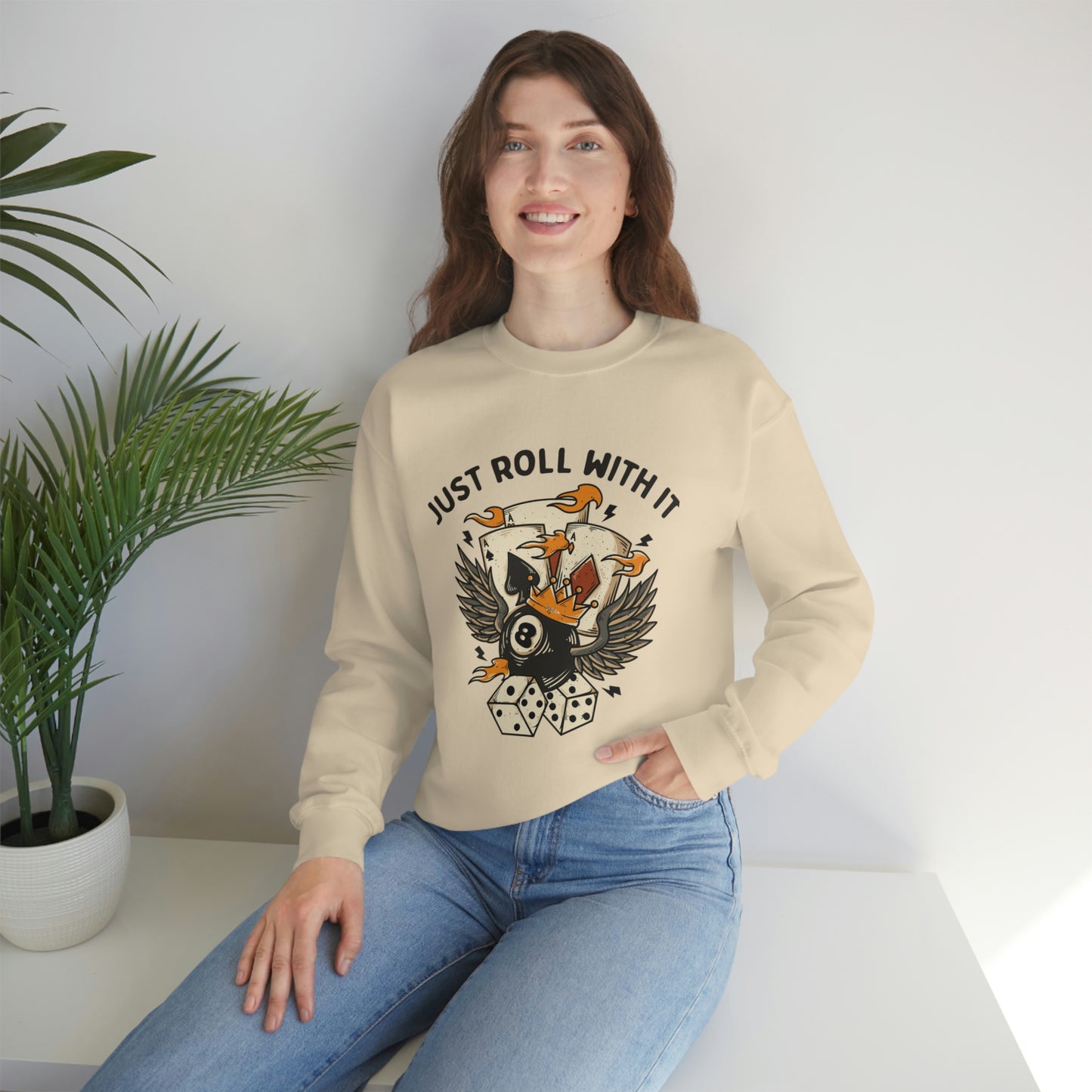 "Just Roll With It" Unisex Crewneck Sweatshirt