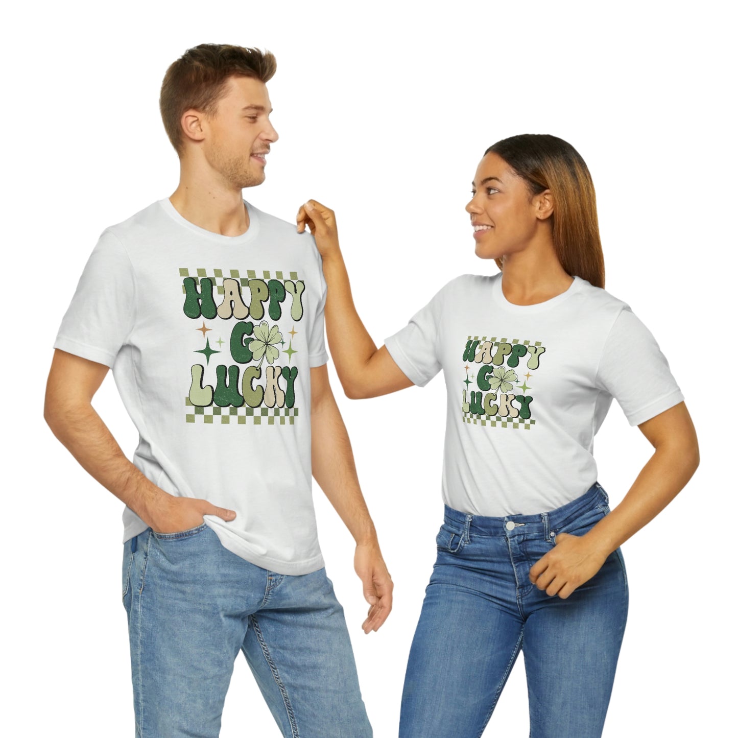 "Happy Go Lucky" Unisex Jersey Short Sleeve Tee (Bella Cavas 3001)