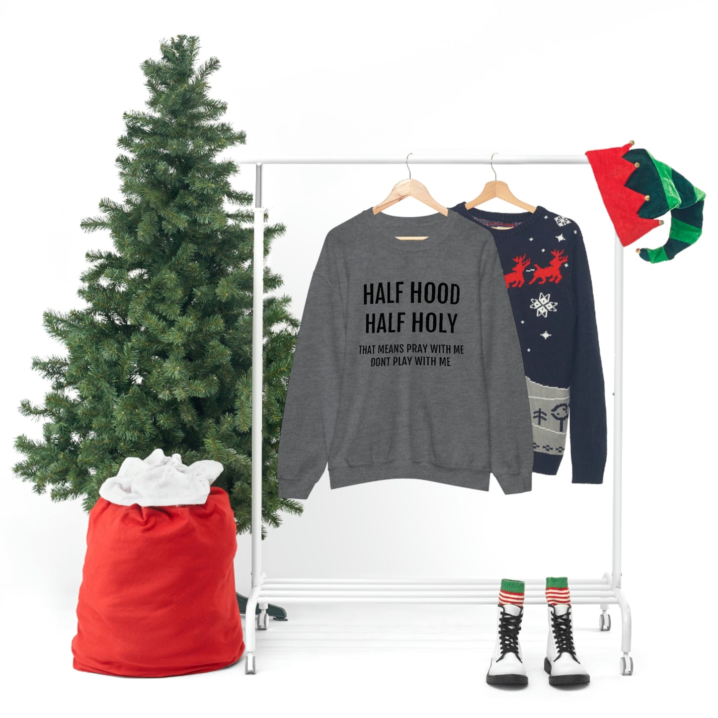 “Half Hood Half Holy” Unisex Heavy Blend™ Crewneck Sweatshirt