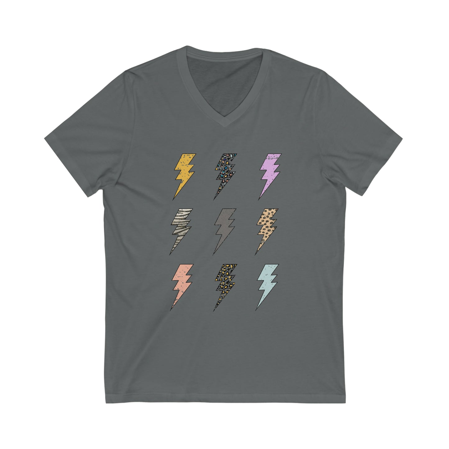 "Lightening Bolt Tee" Unisex Jersey Short Sleeve V-Neck Tee