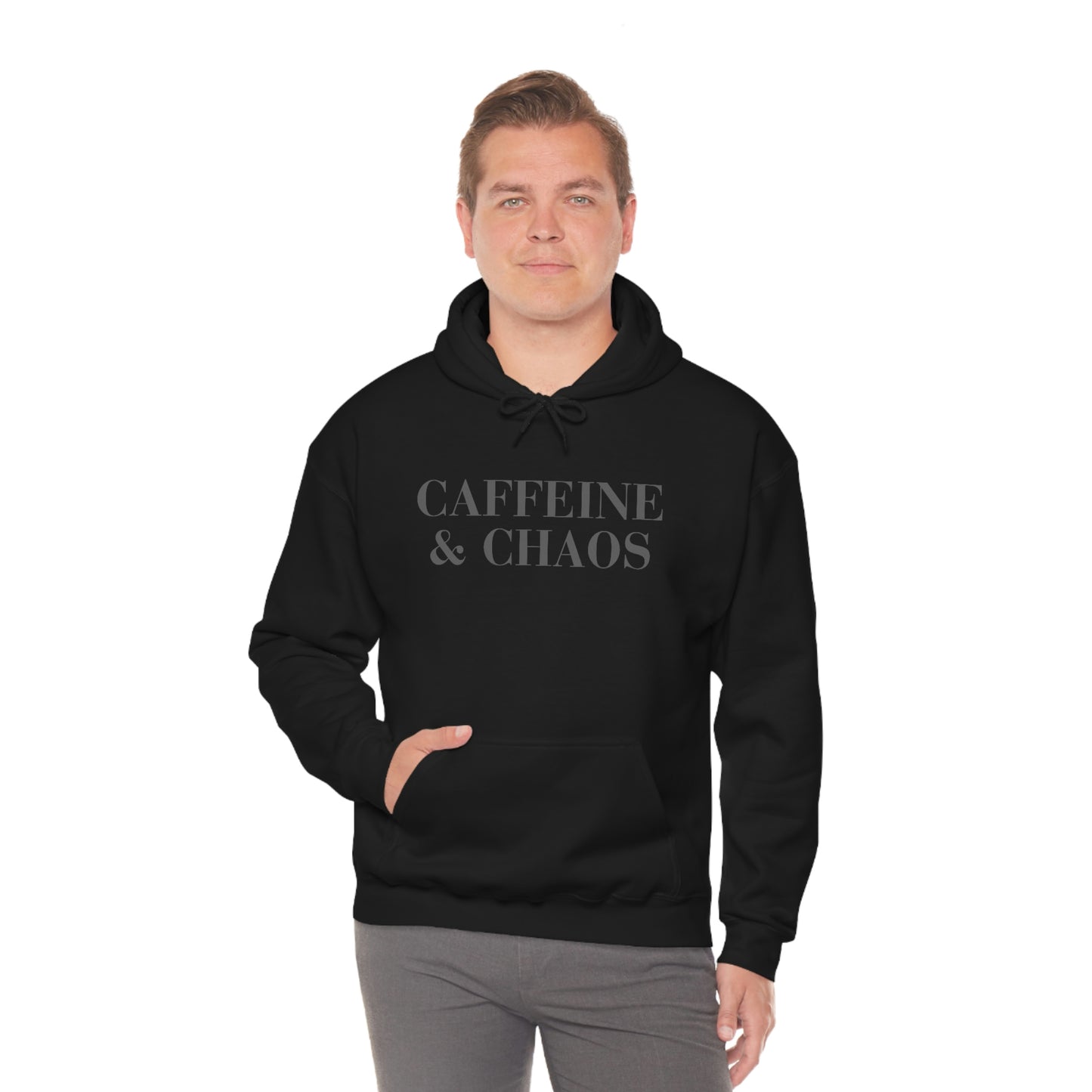 "Caffeine and Chaos" Unisex Heavy Blend™ Hooded Sweatshirt