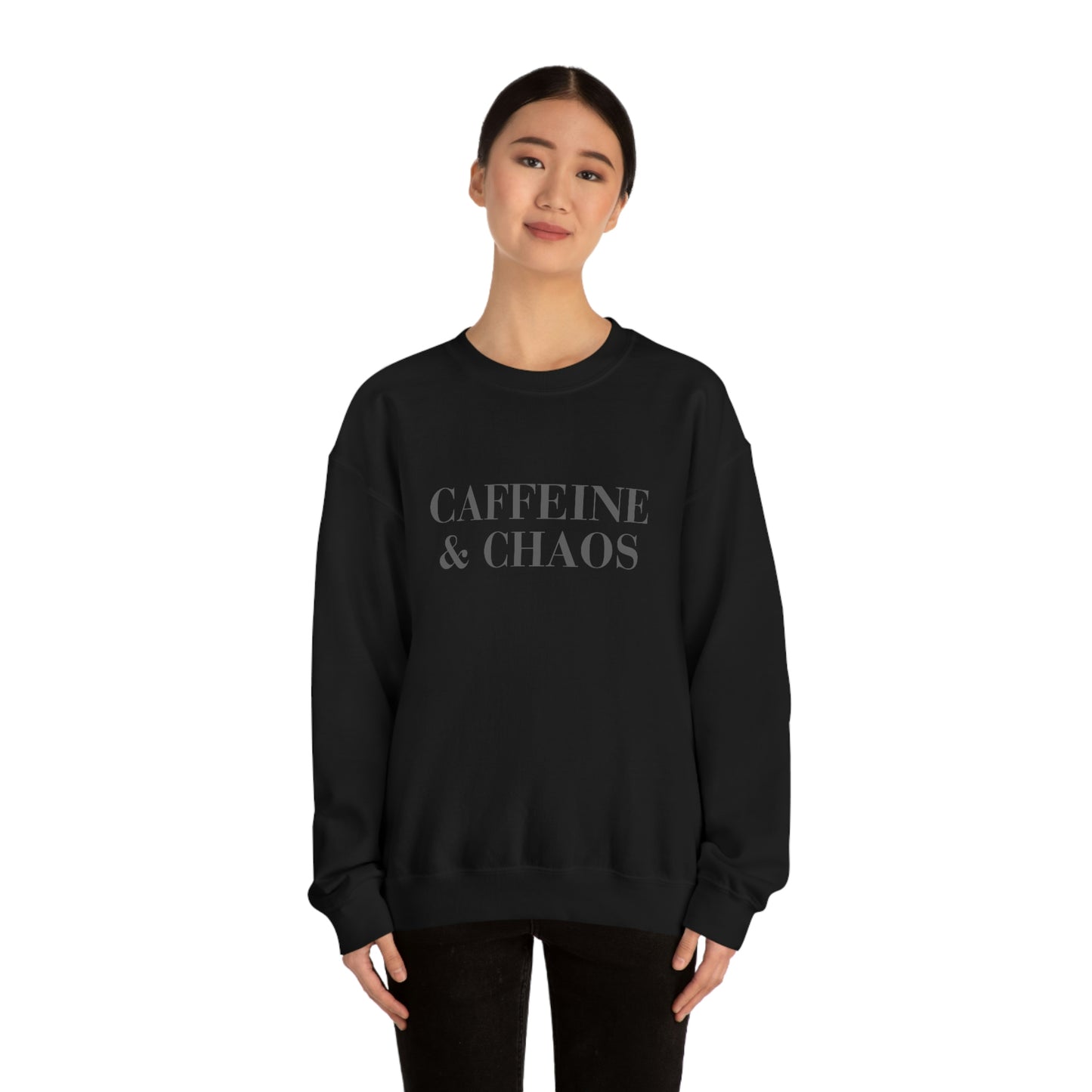 "Caffeine and Chaos" Unisex Heavy Blend™ Crewneck Sweatshirt