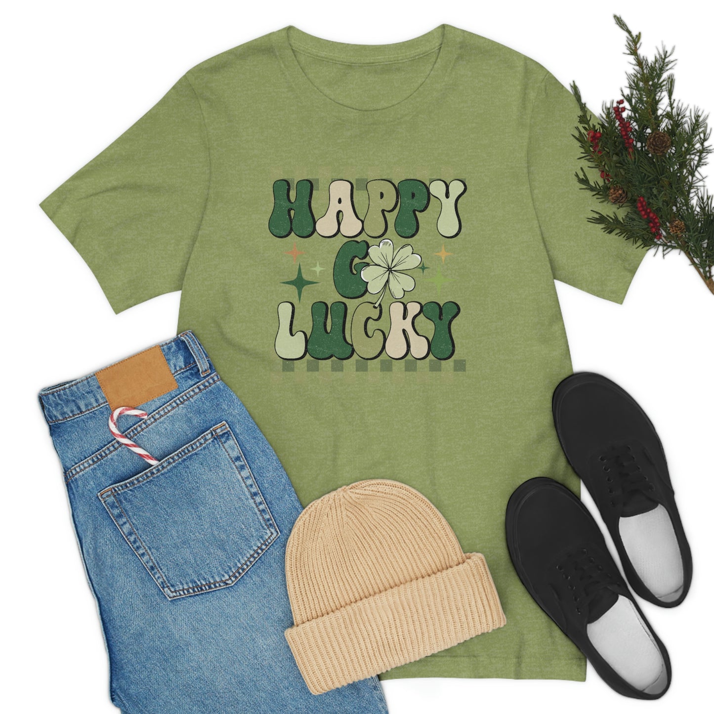 "Happy Go Lucky" Unisex Jersey Short Sleeve Tee (Bella Cavas 3001)