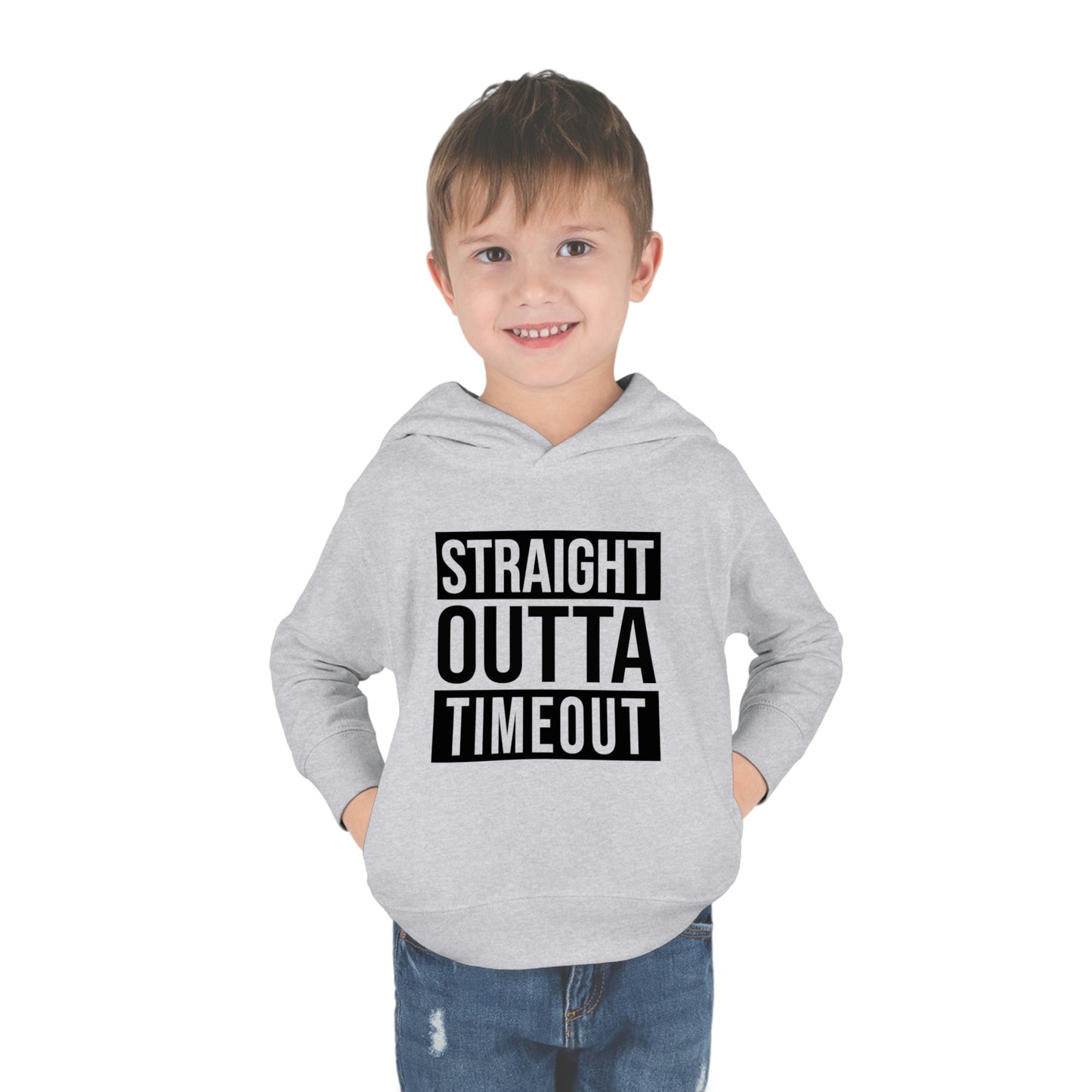 "Straight Outta Timeout" Toddler Pullover Fleece Hoodie (2T-6T)