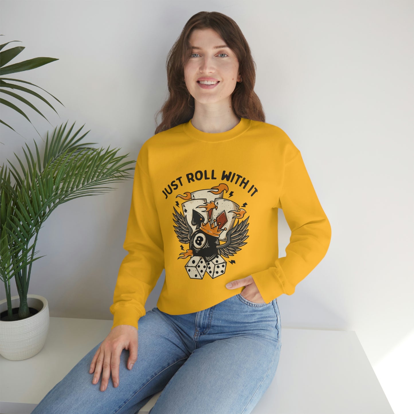 "Just Roll With It" Unisex Crewneck Sweatshirt