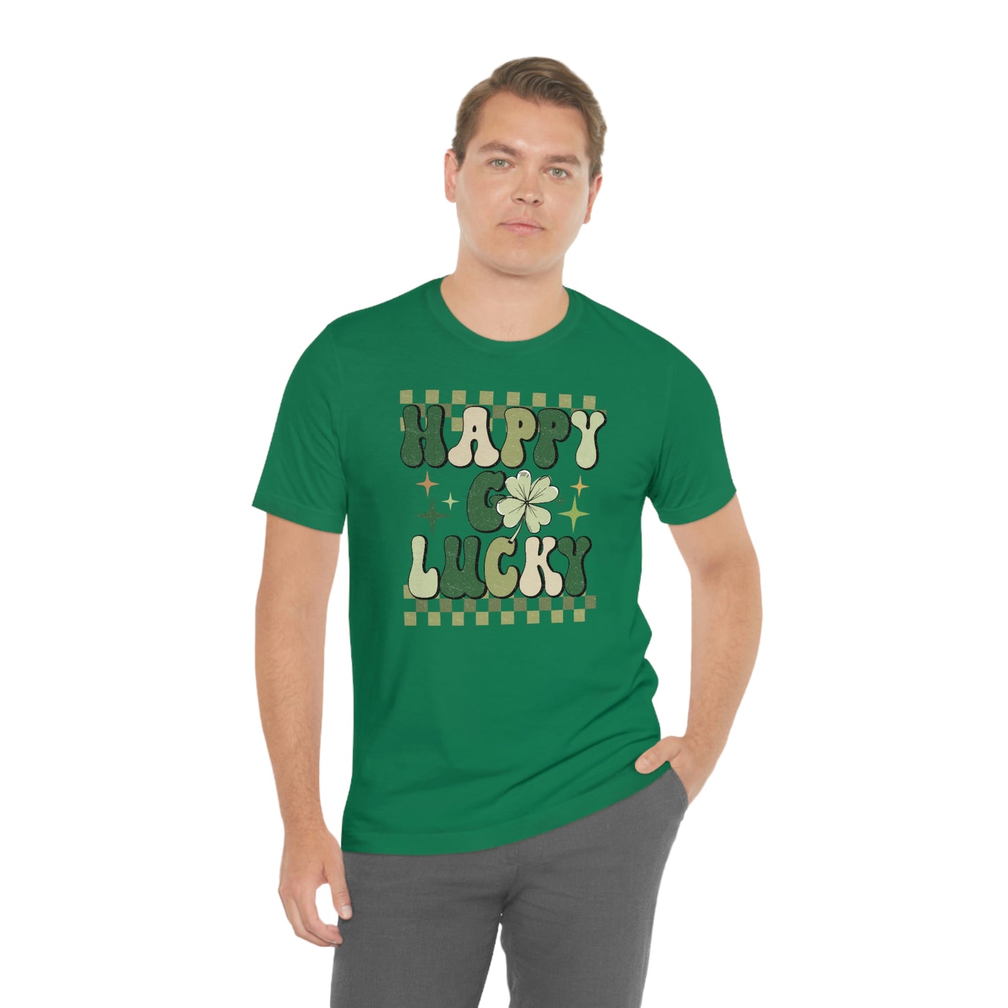 "Happy Go Lucky" Unisex Jersey Short Sleeve Tee (Bella Cavas 3001)