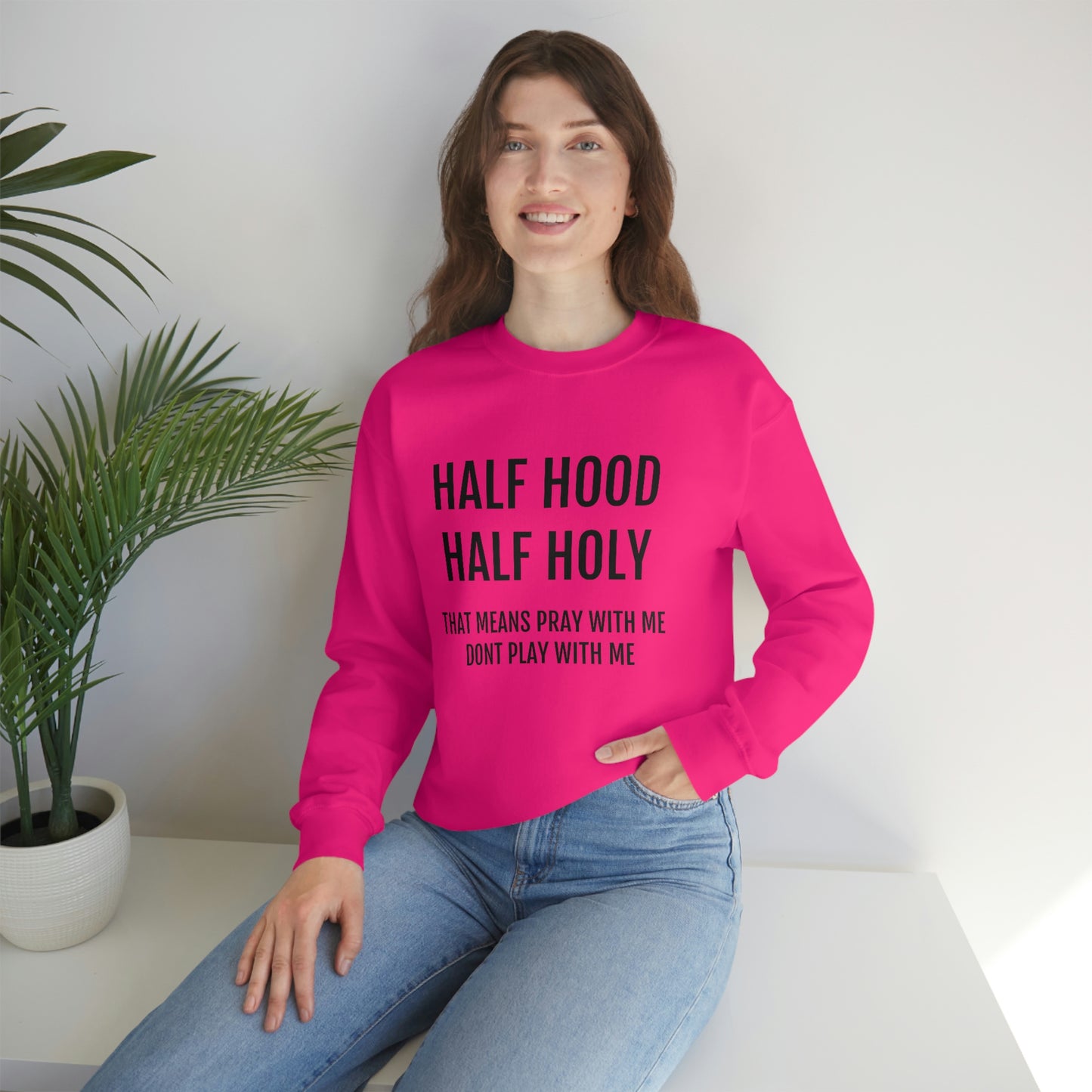 “Half Hood Half Holy” Unisex Heavy Blend™ Crewneck Sweatshirt