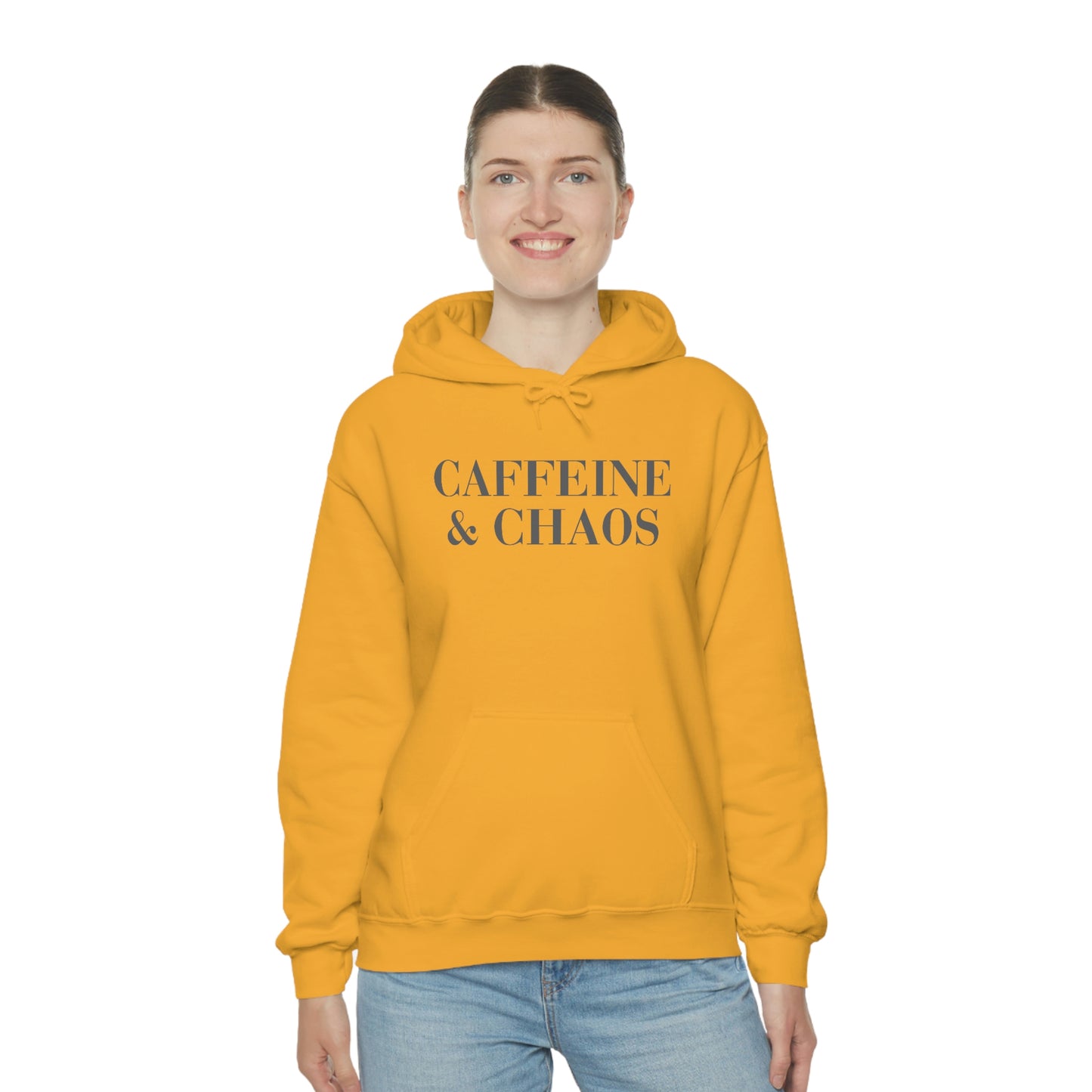 "Caffeine and Chaos" Unisex Heavy Blend™ Hooded Sweatshirt